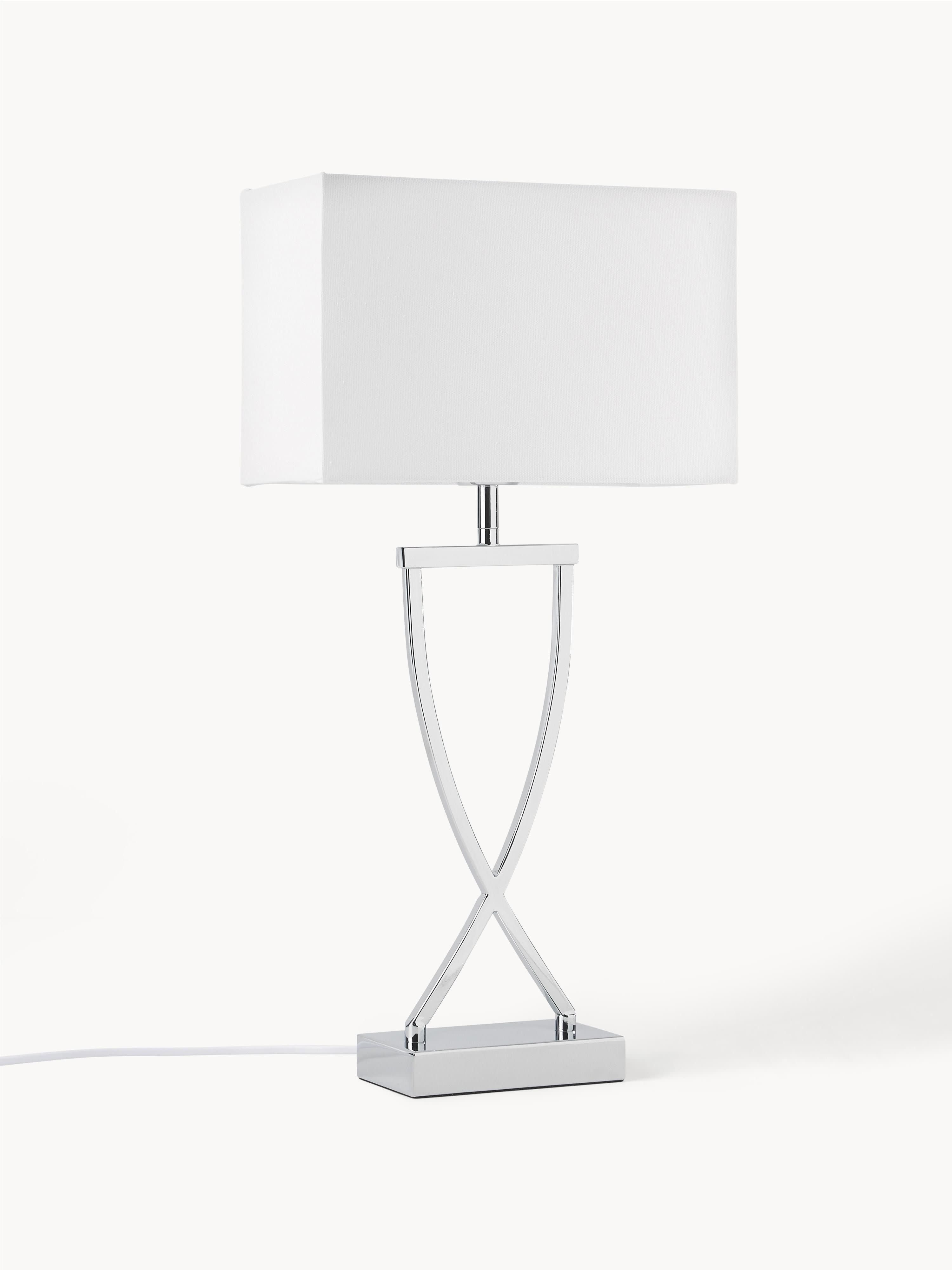 Grande lampe à poser classique Gudik - Argenté, blanc