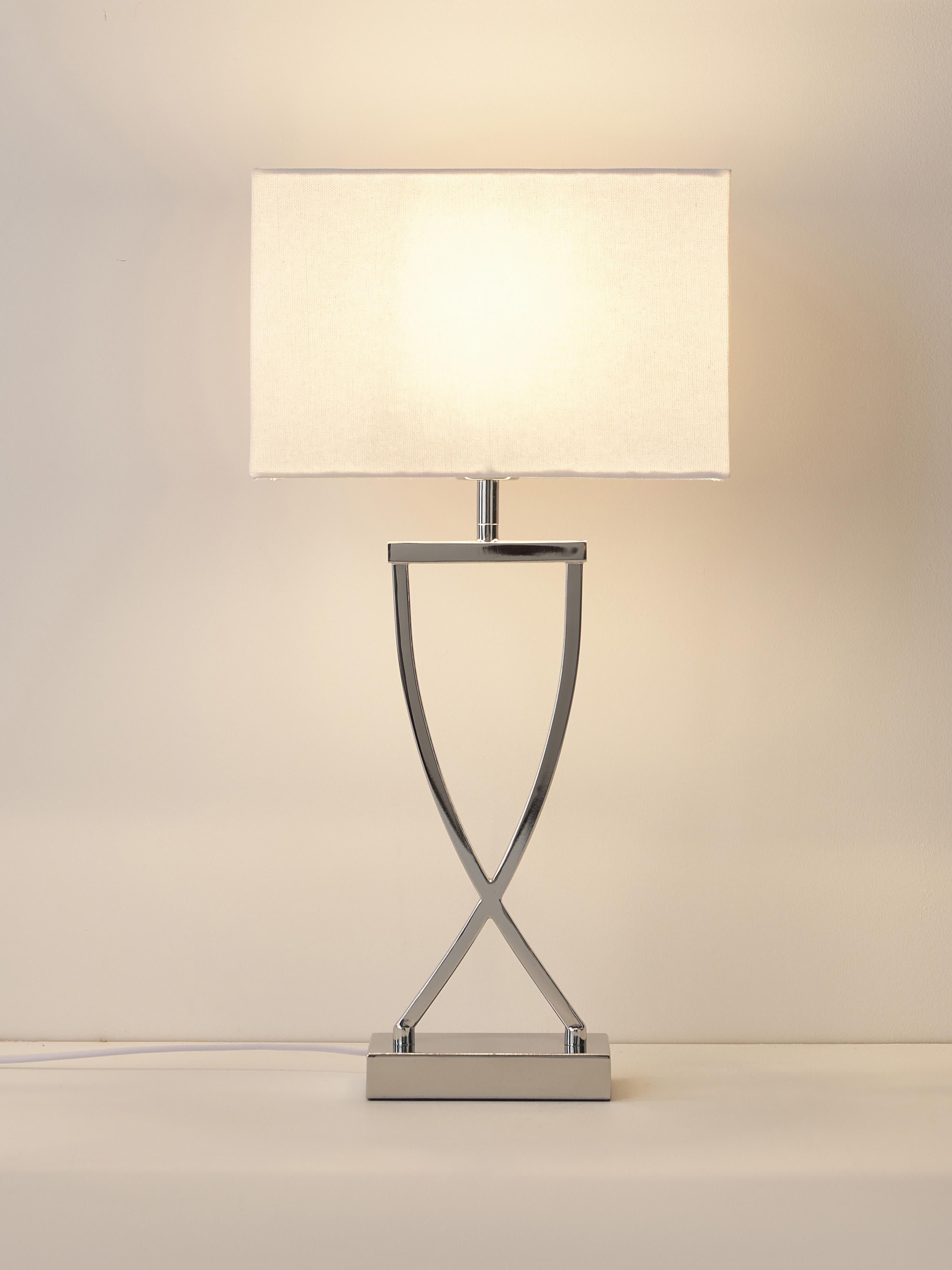 Grande lampe à poser classique Gudik - Argenté, blanc