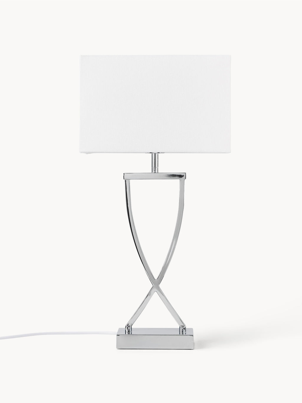 Grande lampe à poser classique Gudik - Argenté, blanc