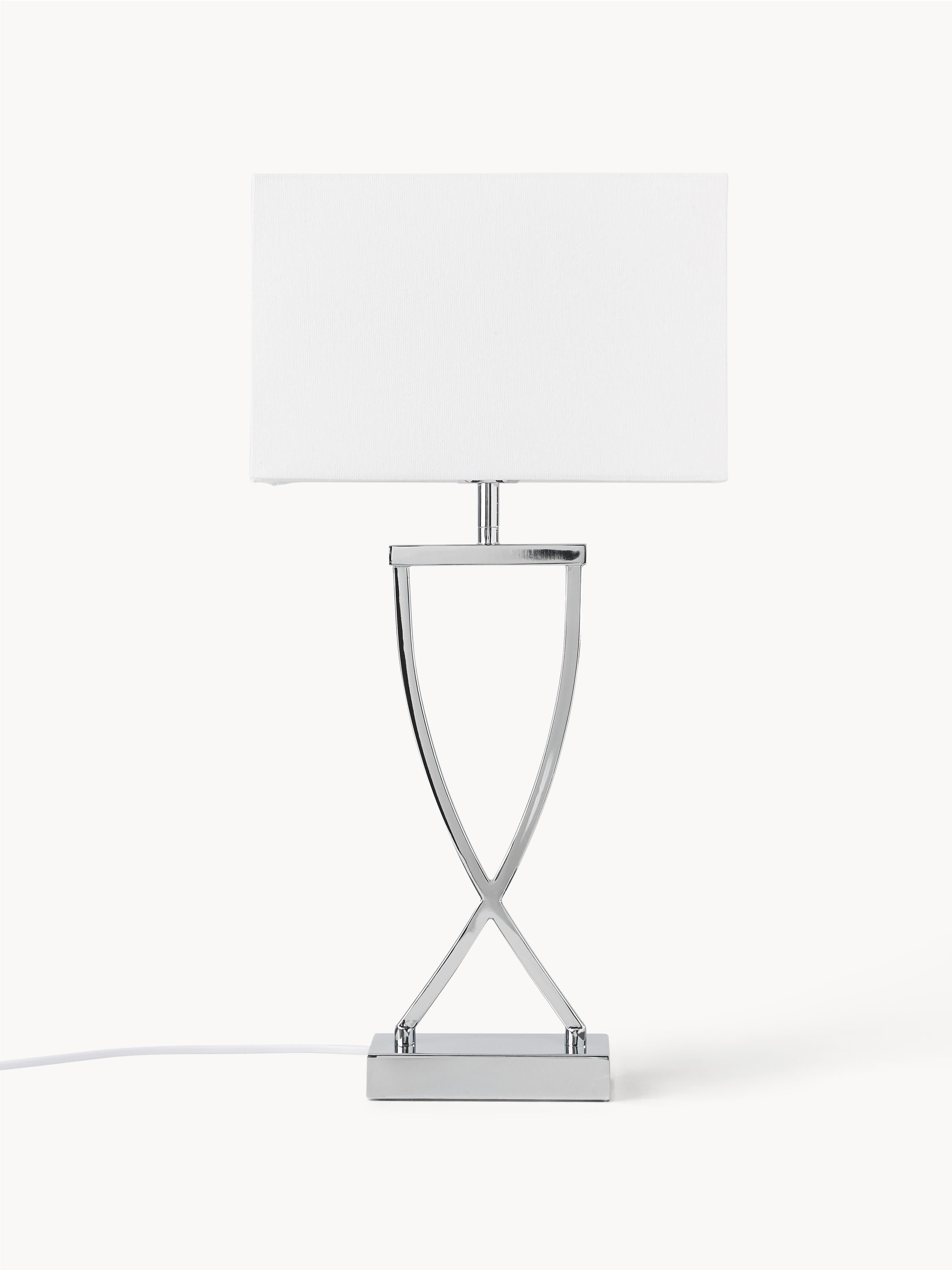 Grande lampe à poser classique Gudik - Argenté, blanc