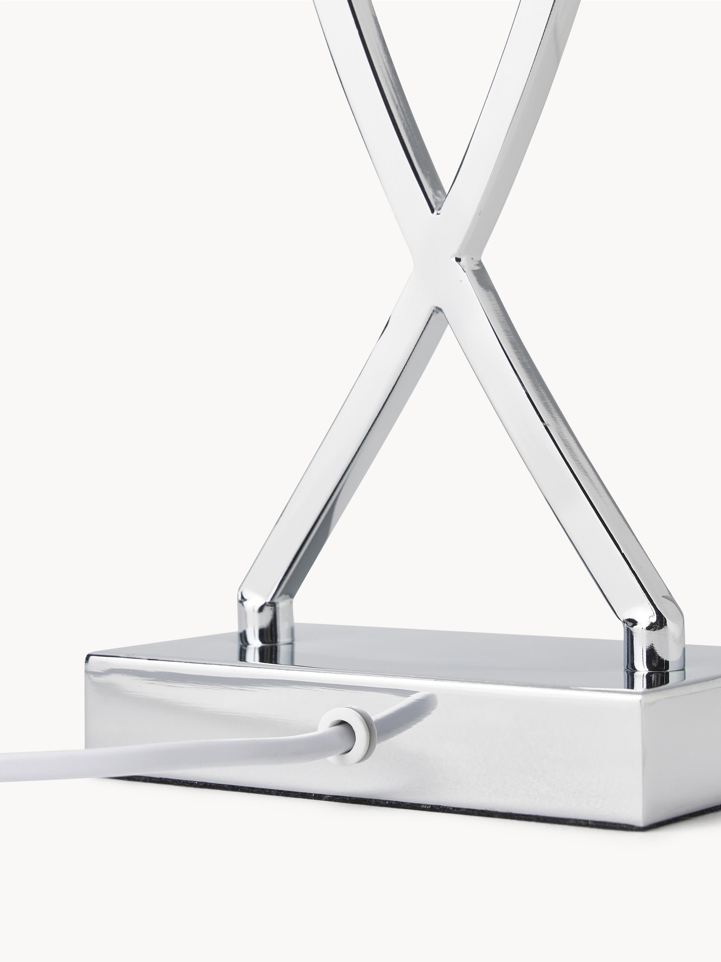 Grande lampe à poser classique Gudik - Argenté, blanc