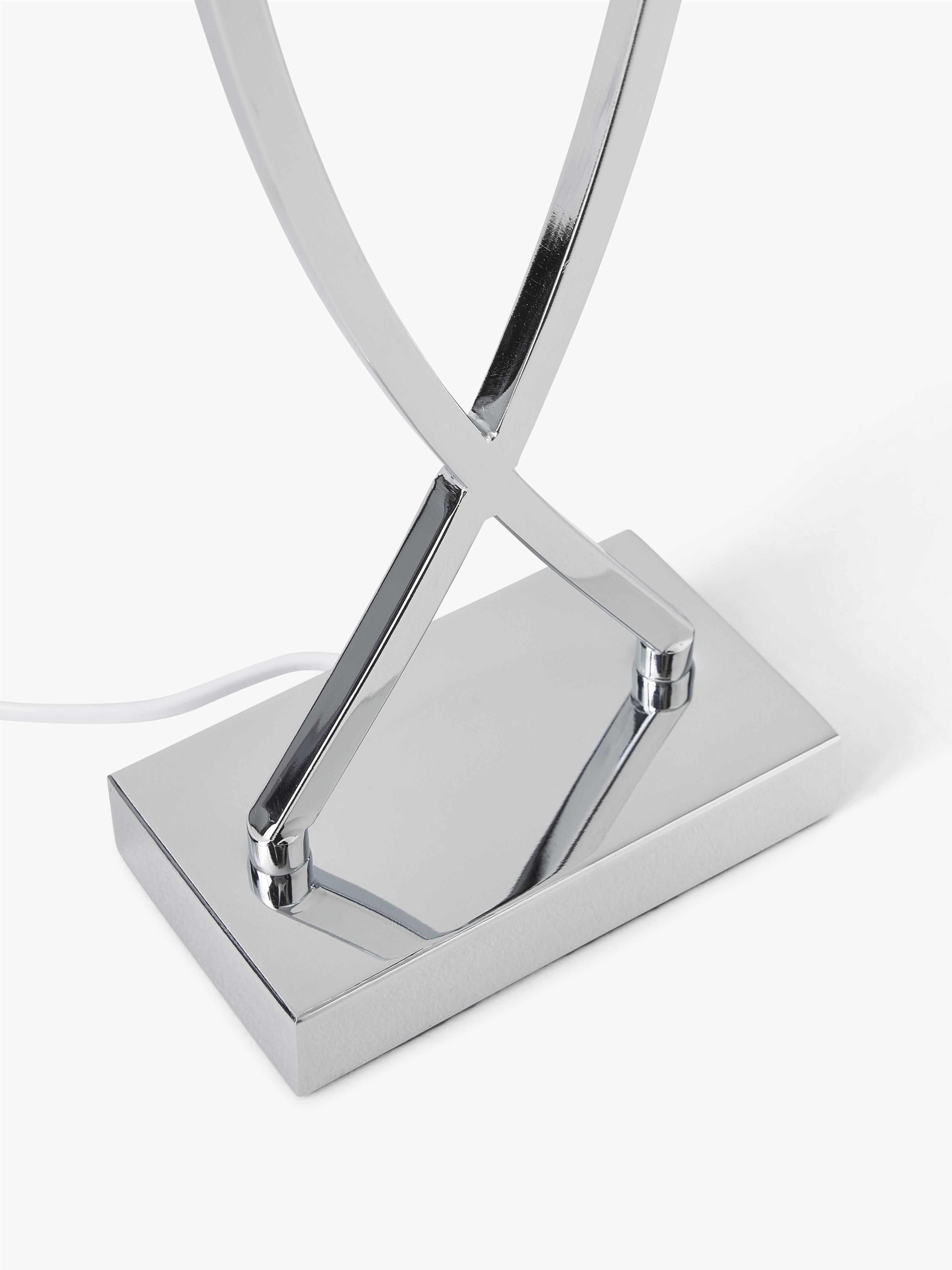 Grande lampe à poser classique Gudik - Argenté, blanc