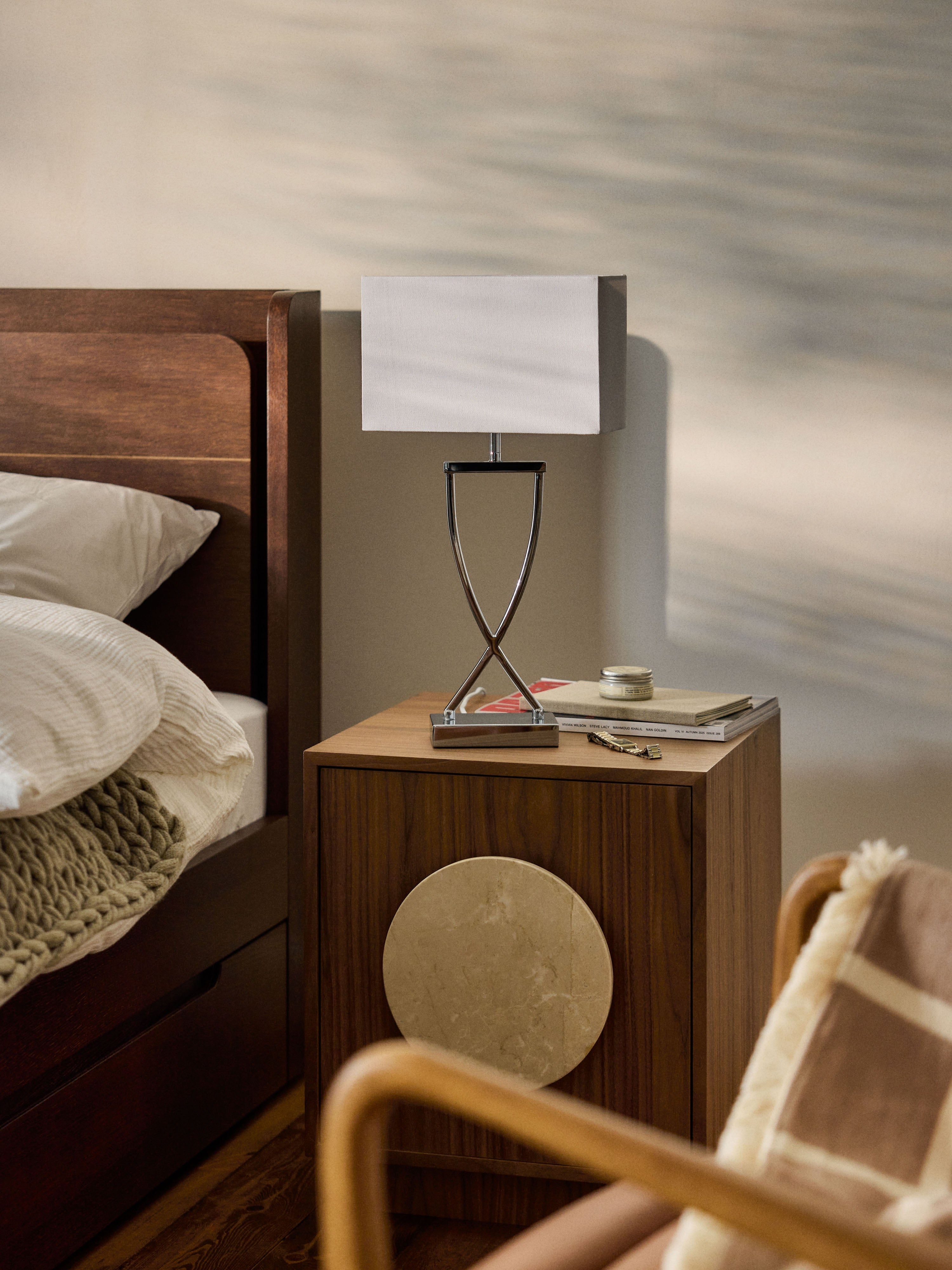 Grande lampe à poser classique Gudik - Argenté, blanc