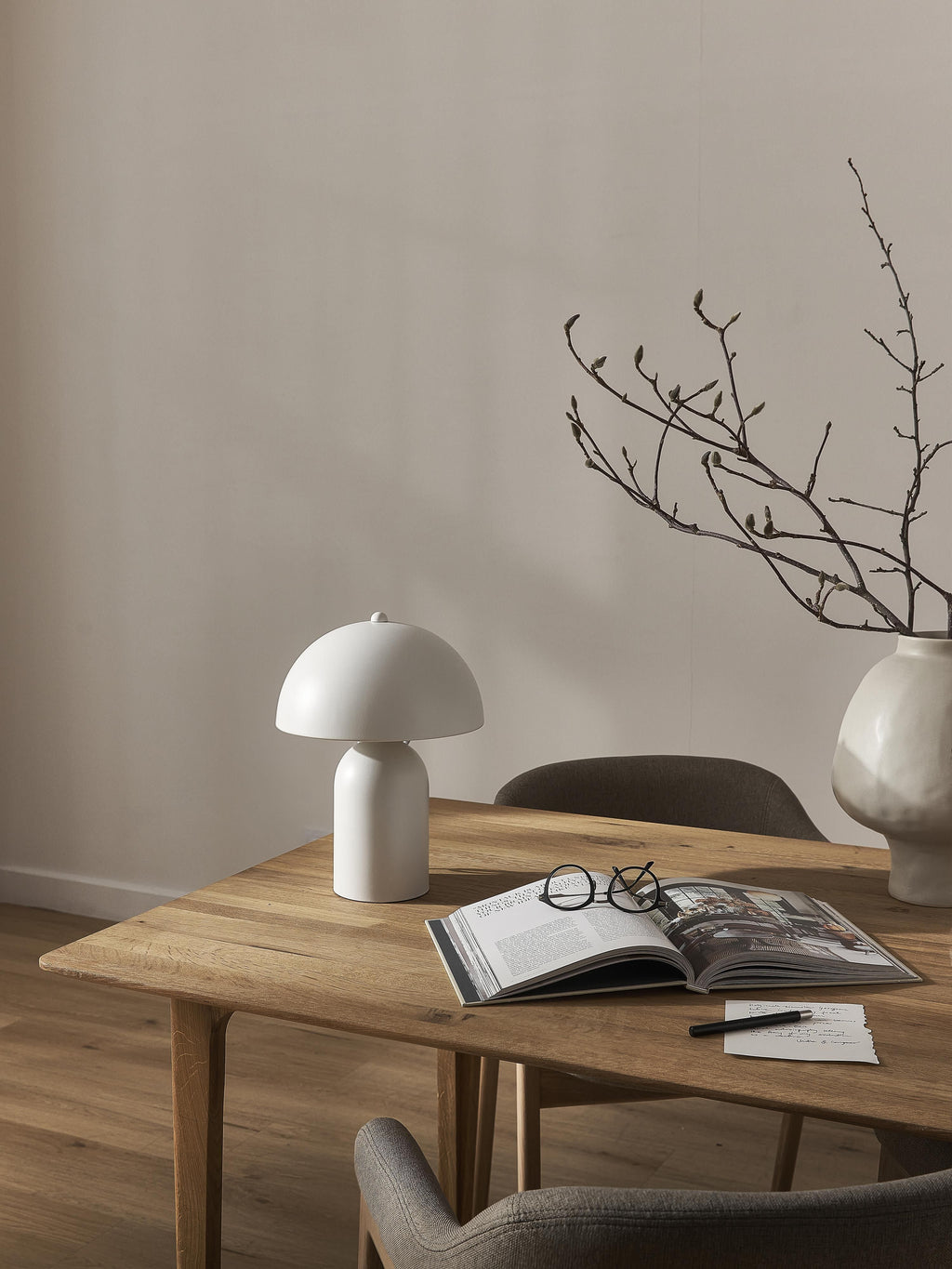 Lampe à poser rétro Elmo - Blanc, mat