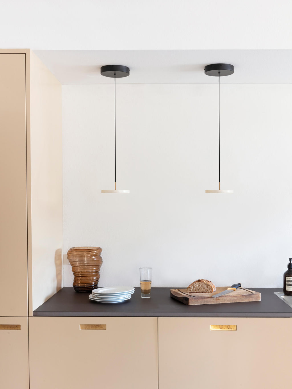 Suspension LED design Kurt - Blanc crème, doré