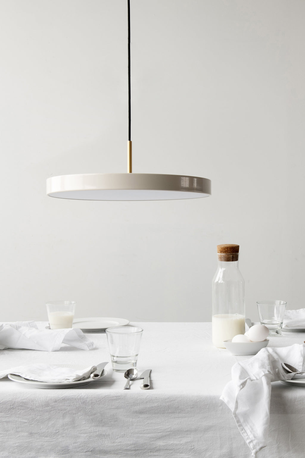 Suspension LED design Kurt - Blanc crème, doré