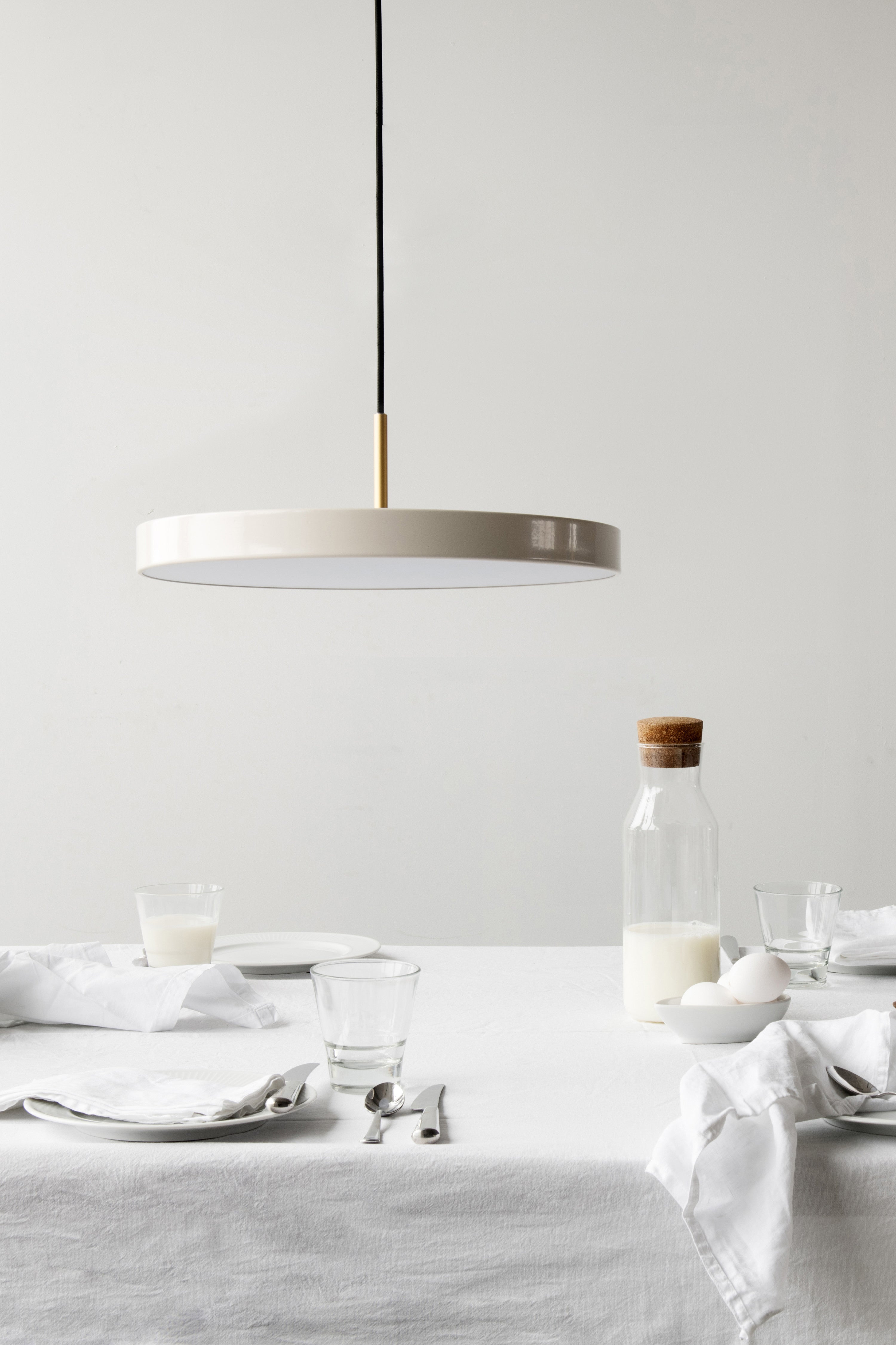 Suspension LED design Kurt - Blanc crème, doré