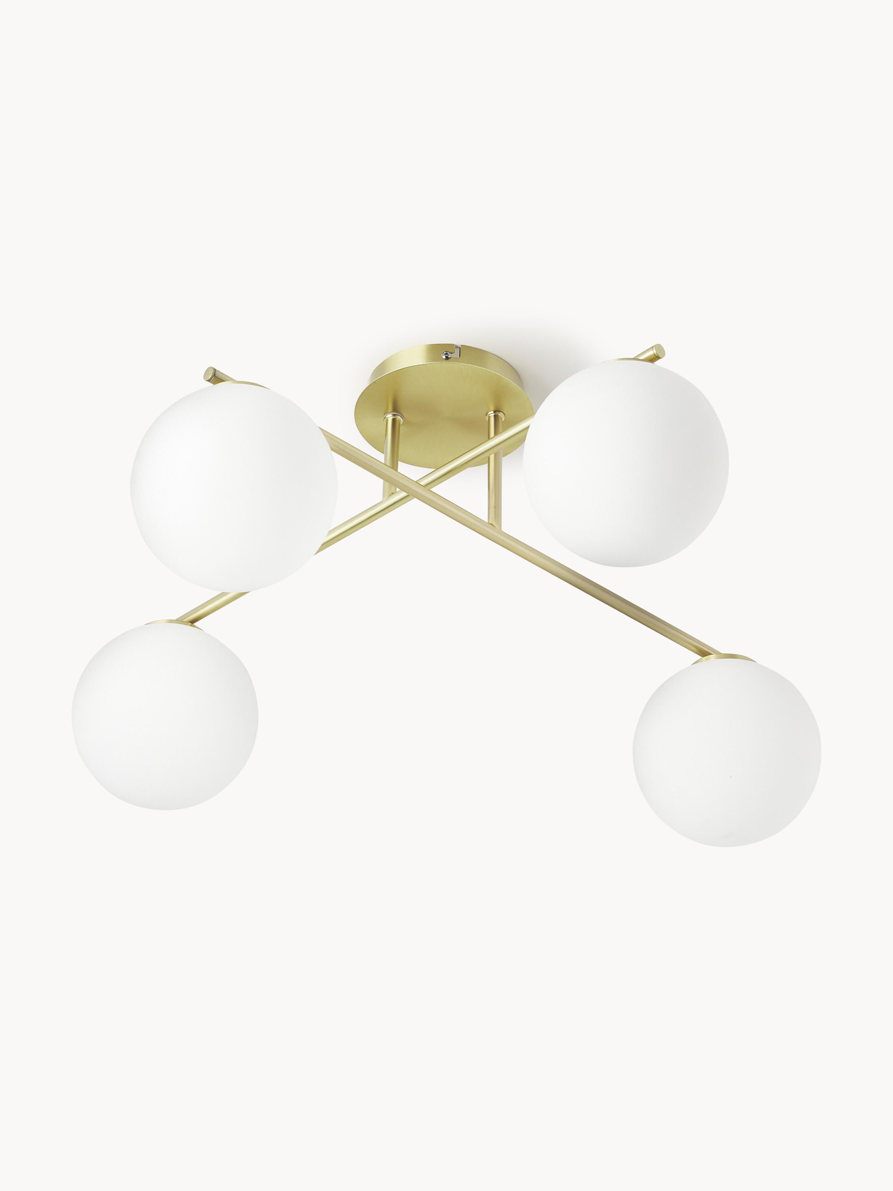 Plafonnier en verre opalescent Niilo - Blanc, doré