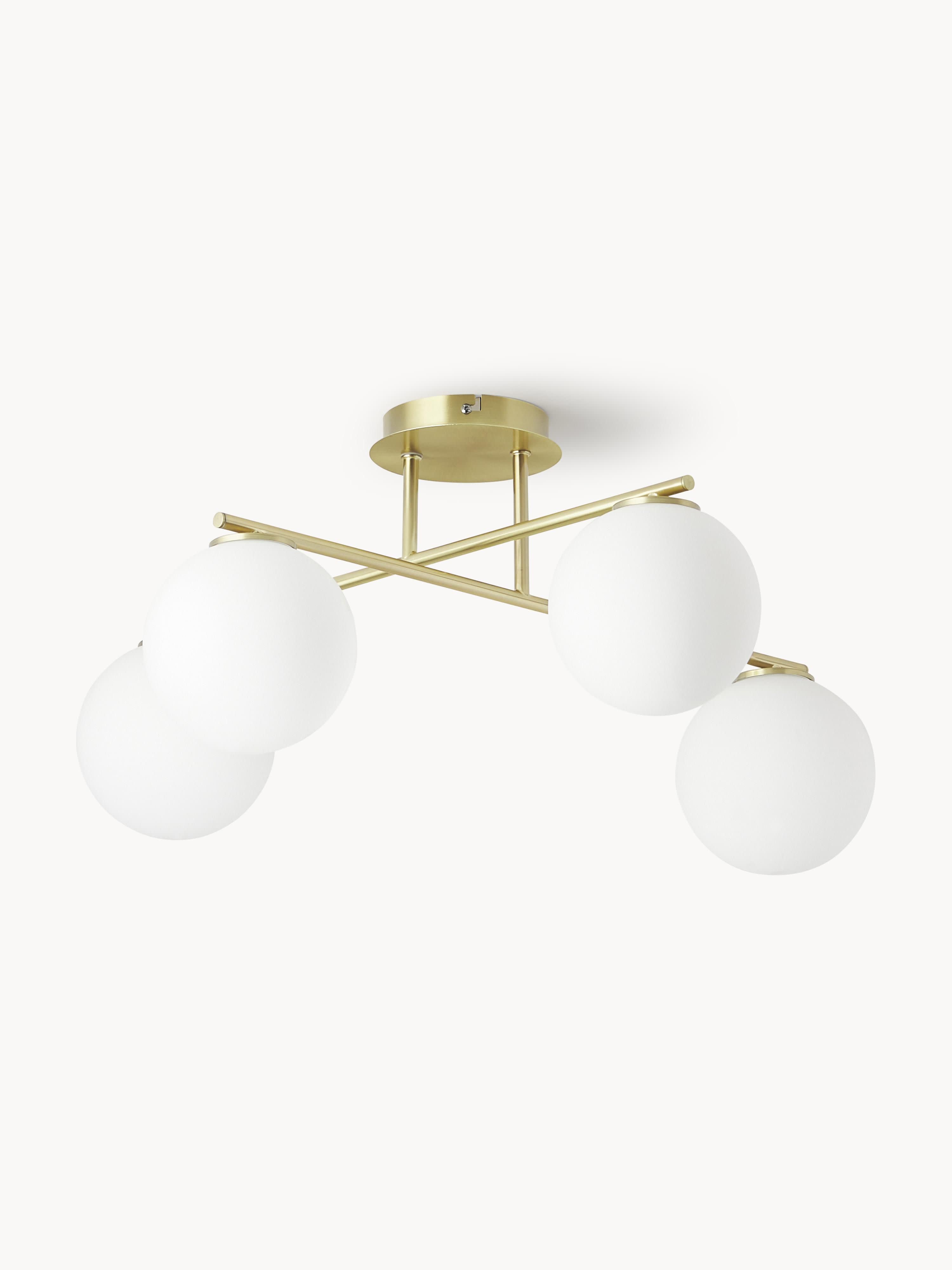 Plafonnier en verre opalescent Niilo - Blanc, doré