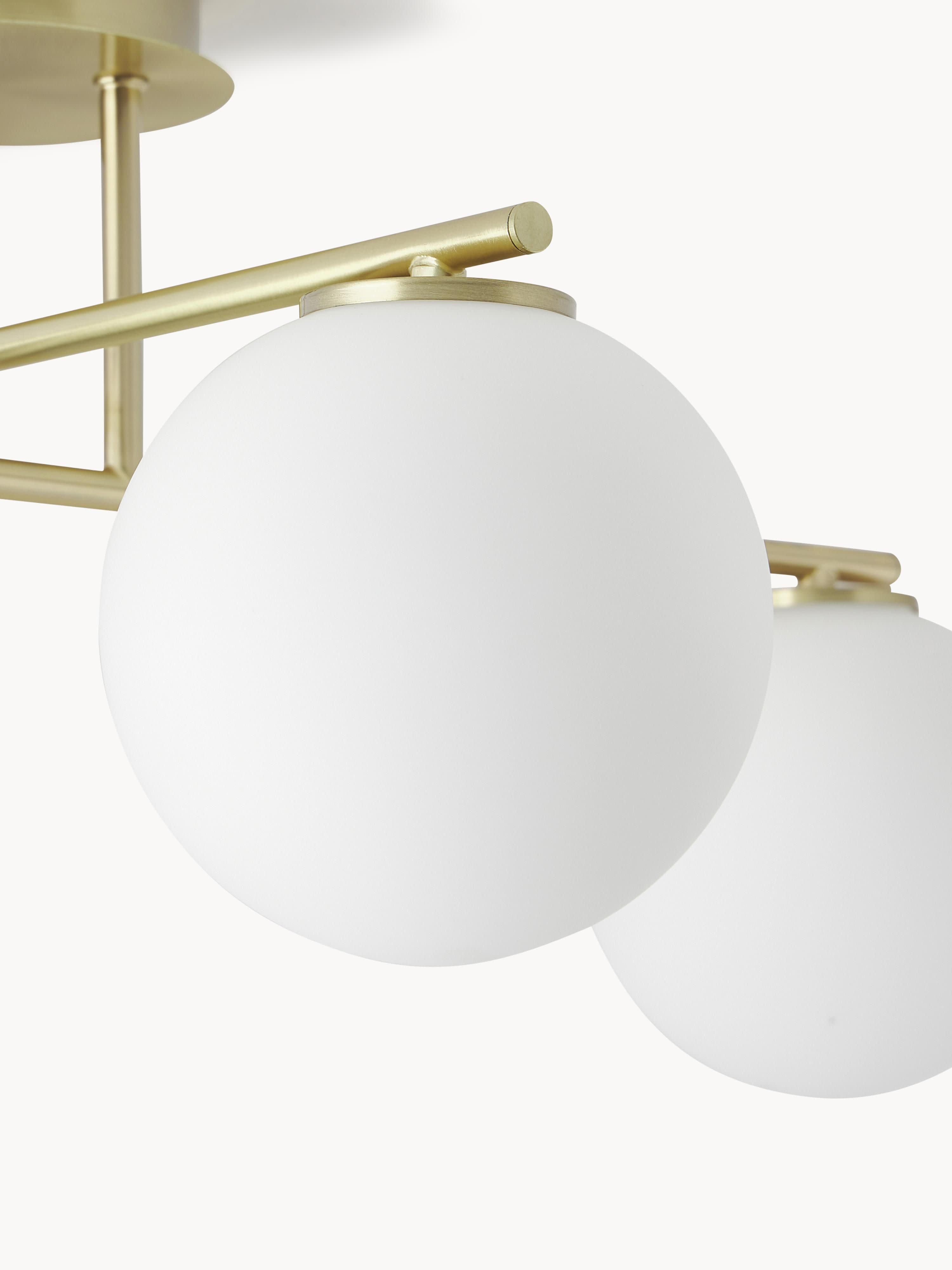 Plafonnier en verre opalescent Niilo - Blanc, doré