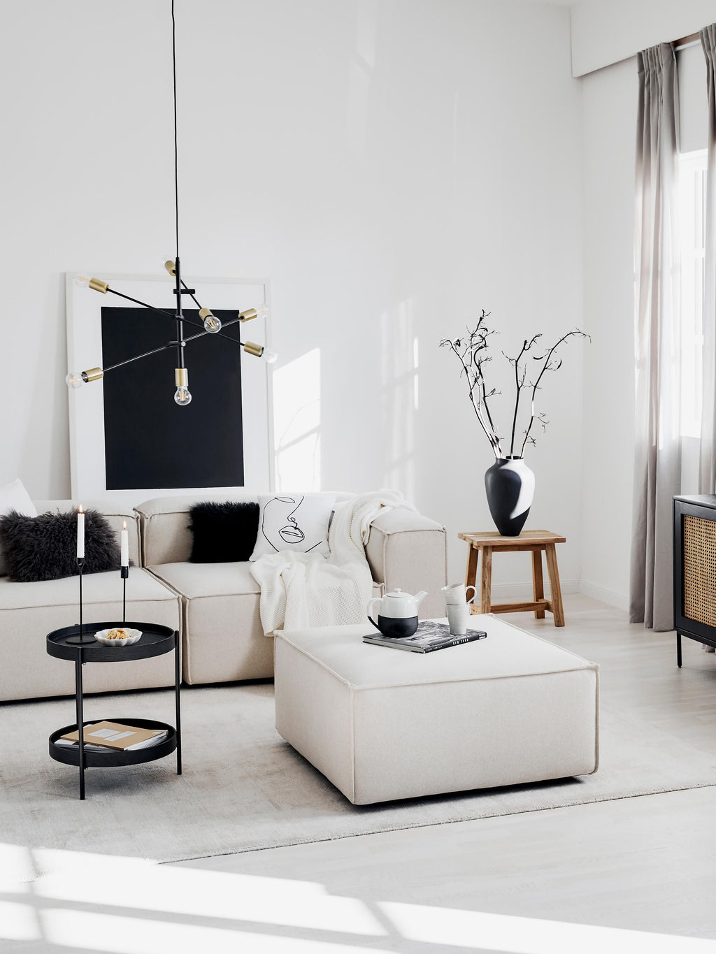 Grande suspension Arnleif - Noir, or laiton