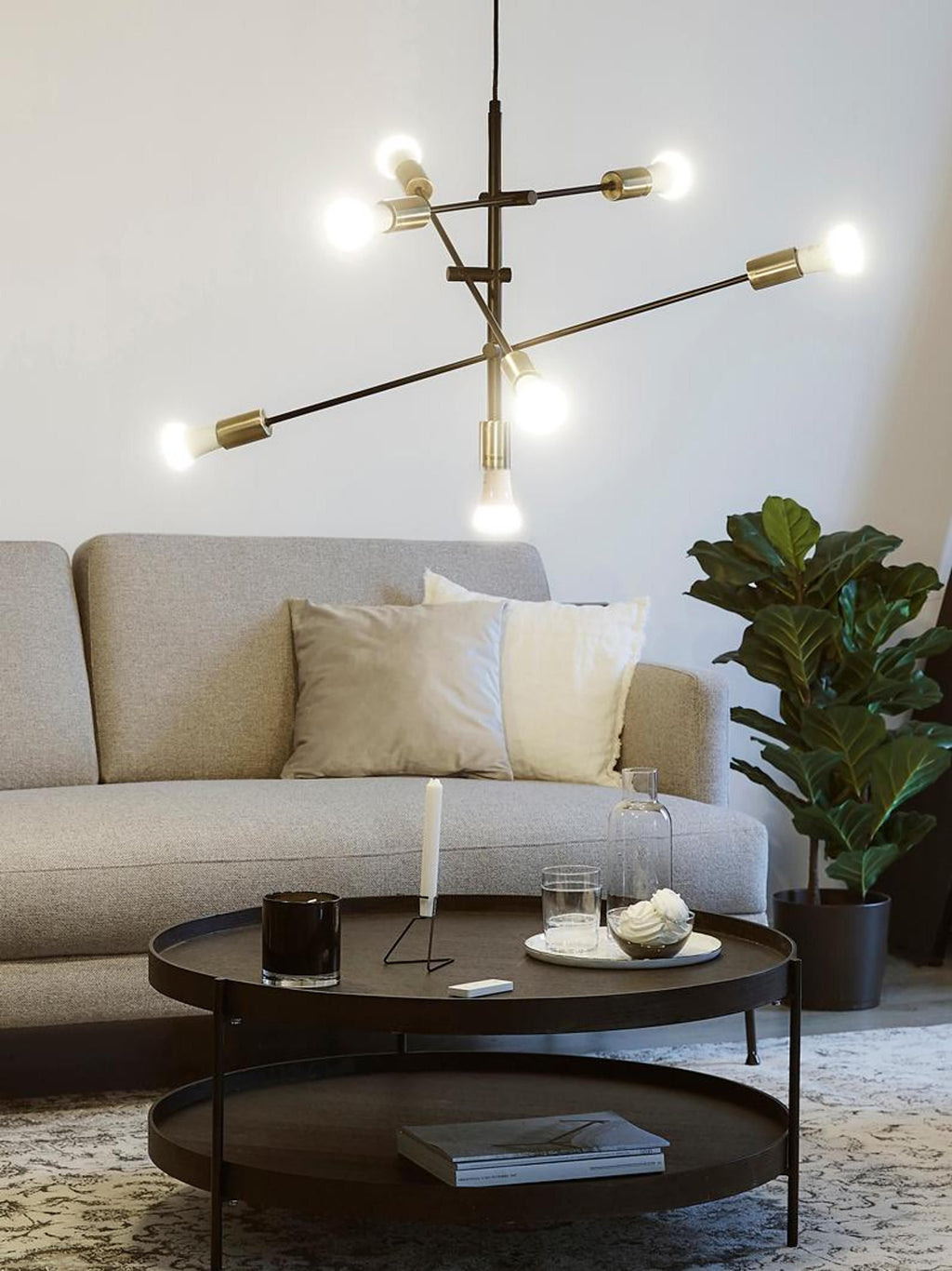 Grande suspension Arnleif - Noir, or laiton