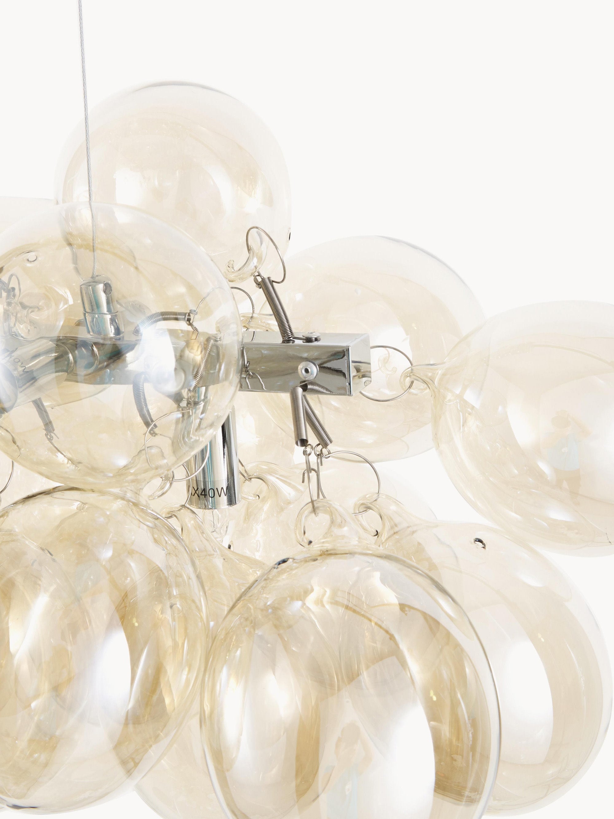Suspension soufflée bouche Magnar - Argenté, beige