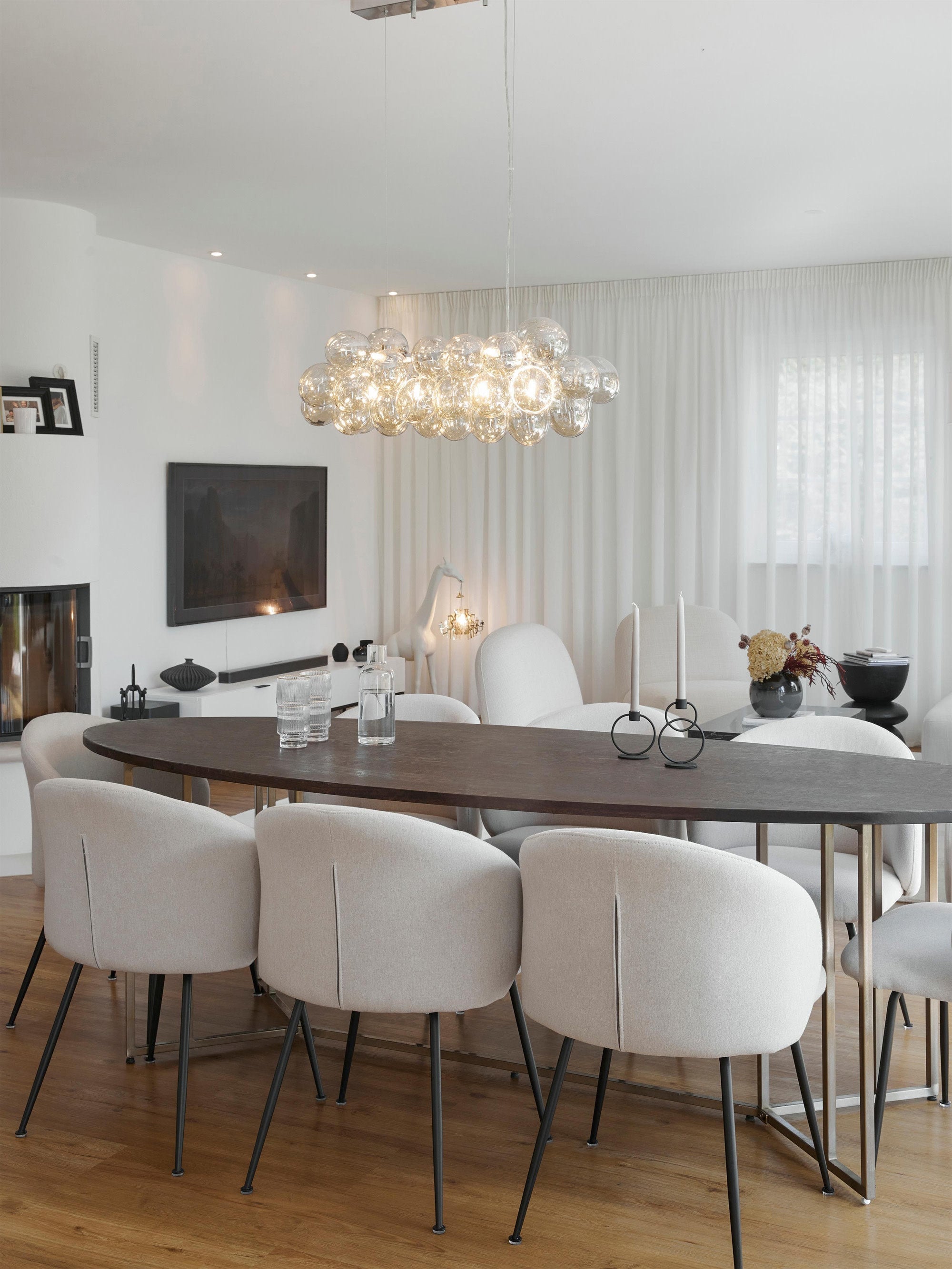 Suspension soufflée bouche Magnar - Argenté, beige