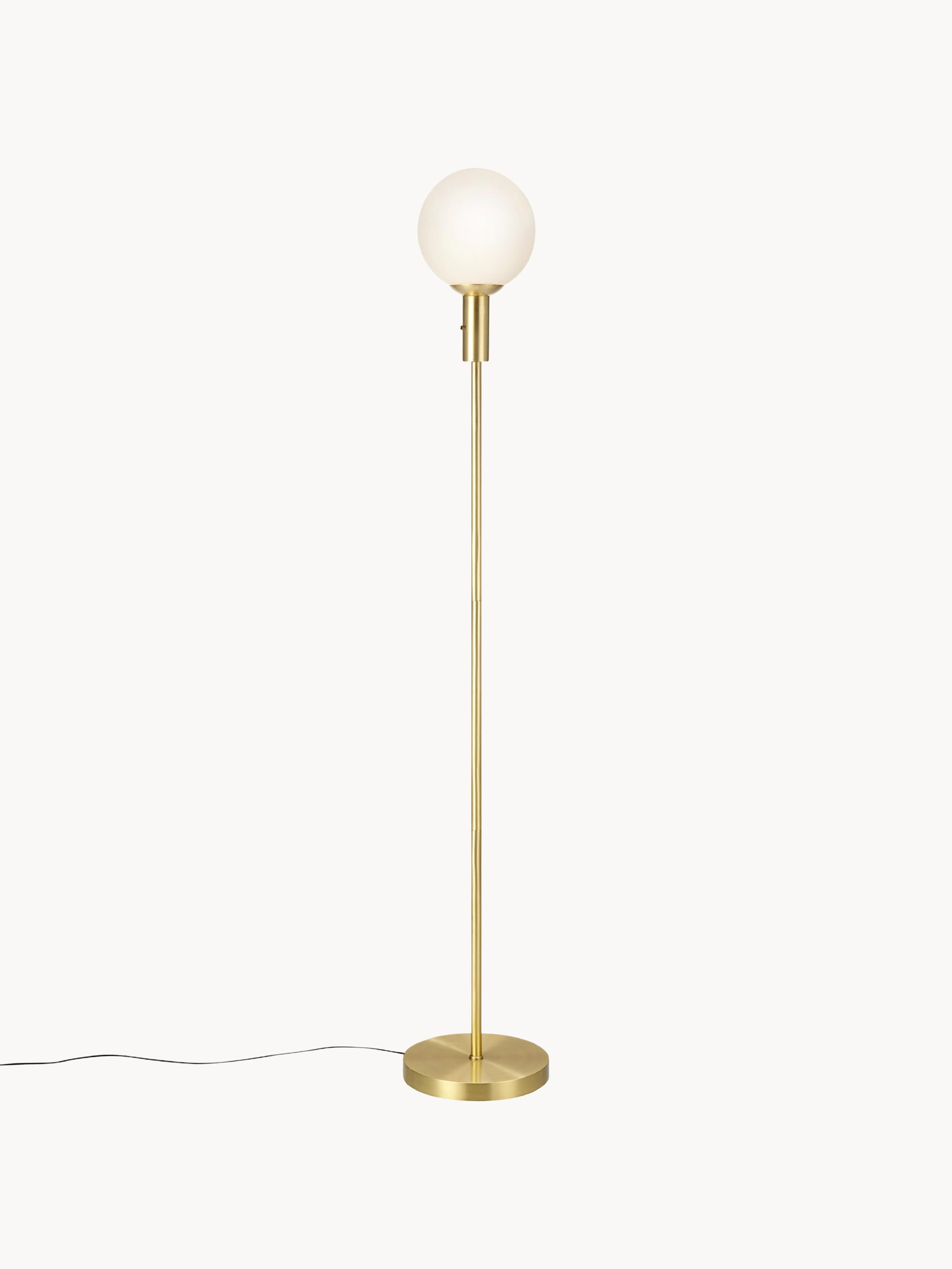 Lampadaire en verre opalescent Malthe - Doré, blanc