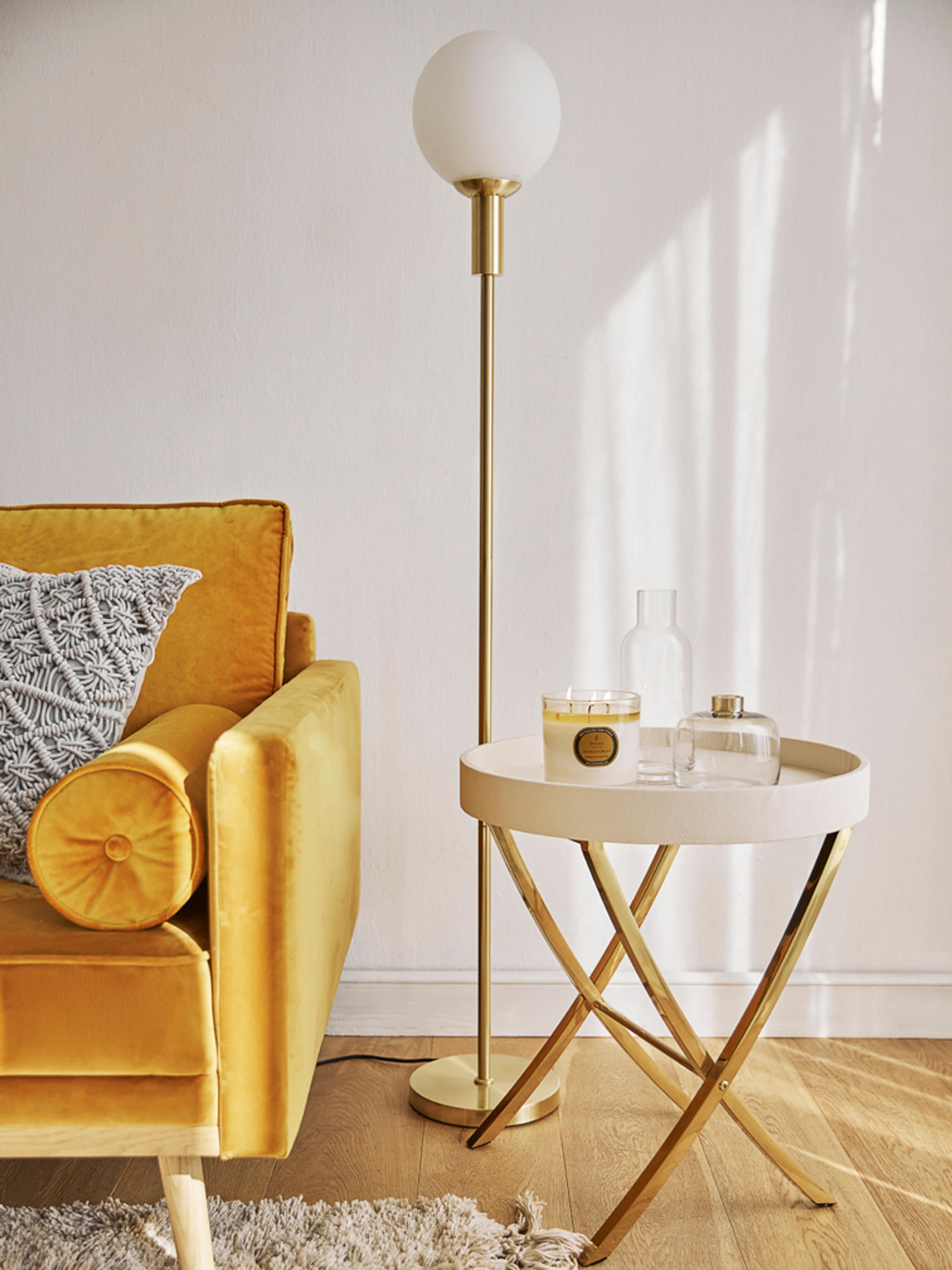 Lampadaire en verre opalescent Malthe - Doré, blanc