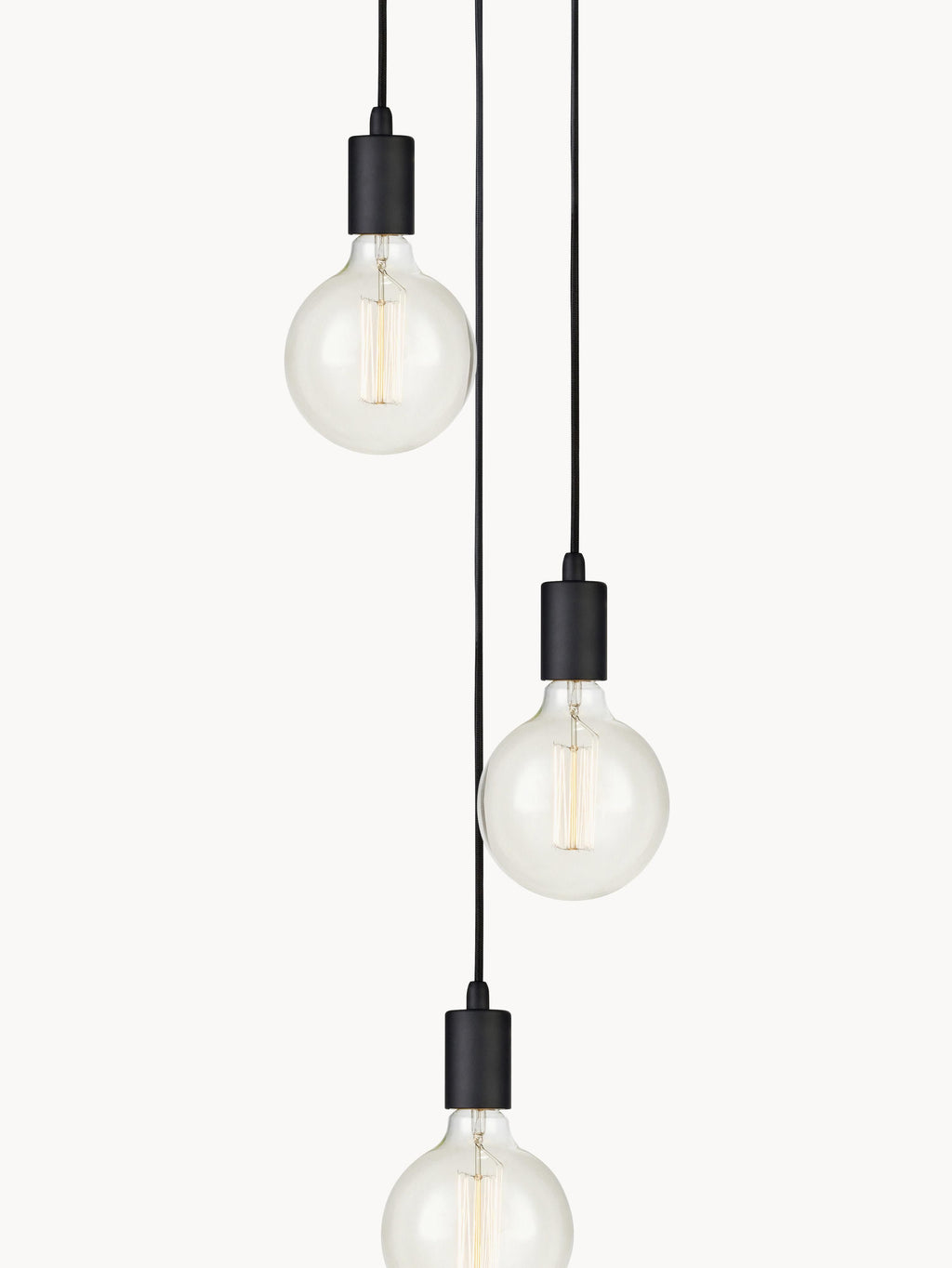 Petite suspension 3 lampes ampoule nue Ramsey - Noir