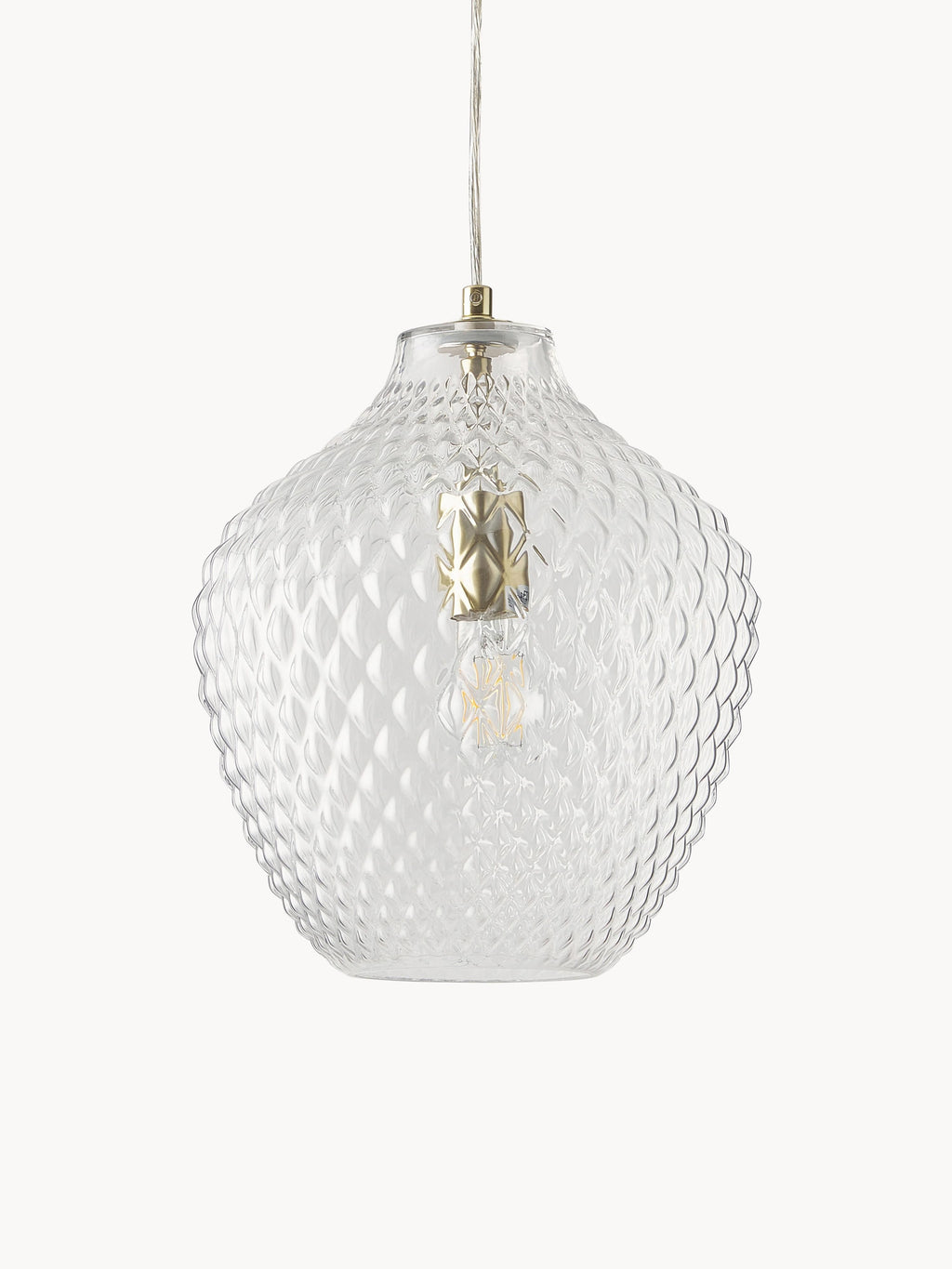 Petite suspension en verre Zol - Transparent, laiton