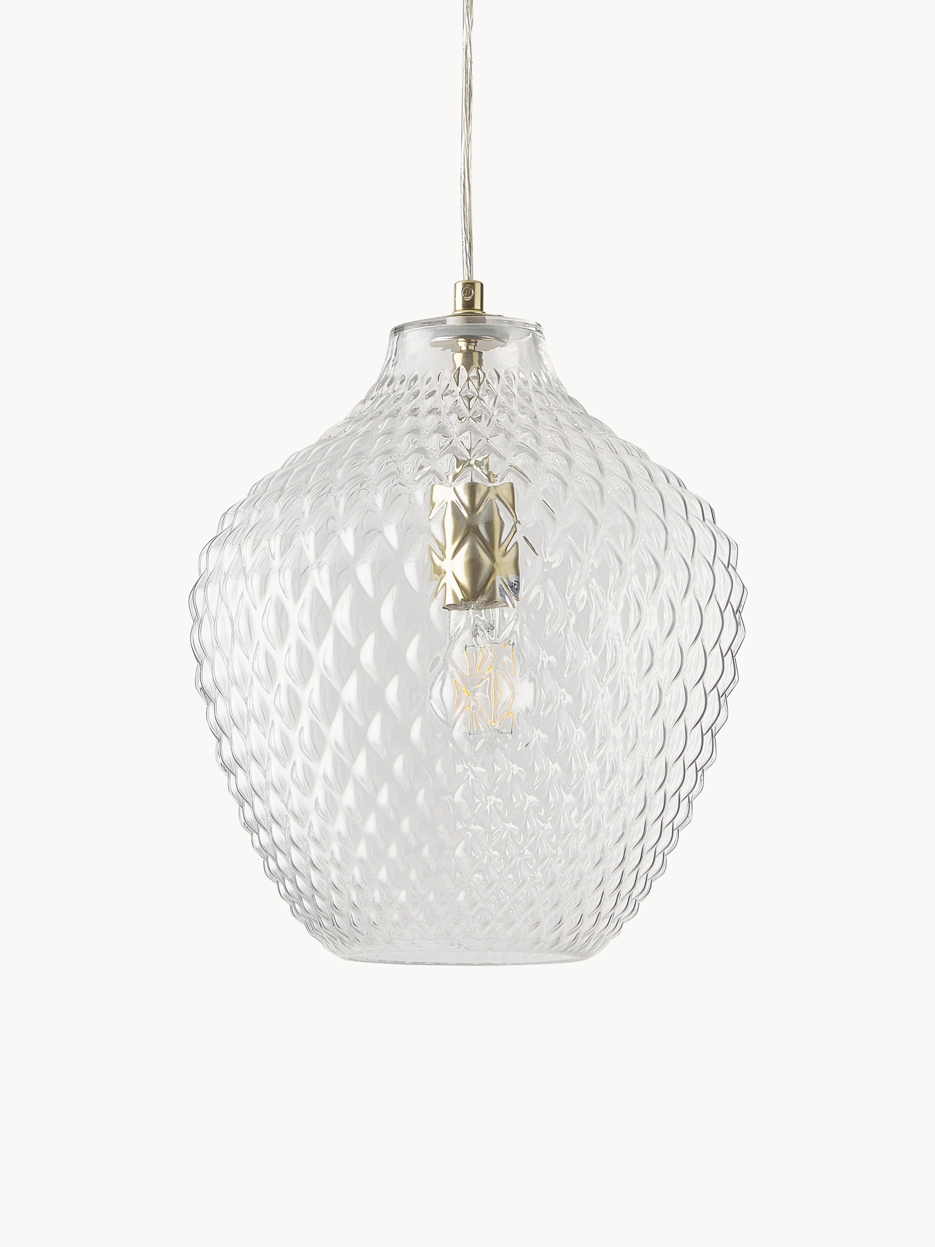 Petite suspension en verre Zol - Transparent, laiton