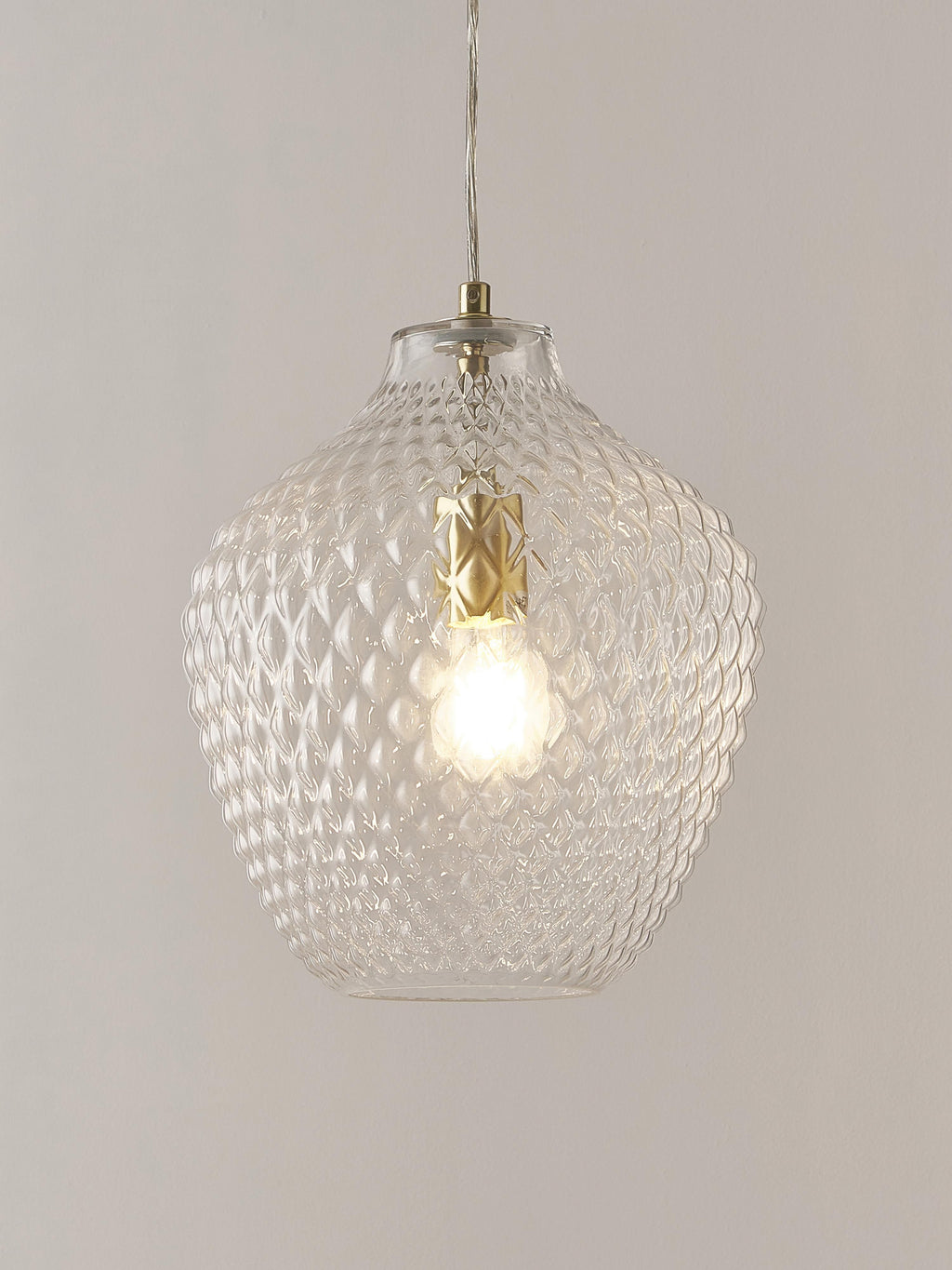 Petite suspension en verre Zol - Transparent, laiton