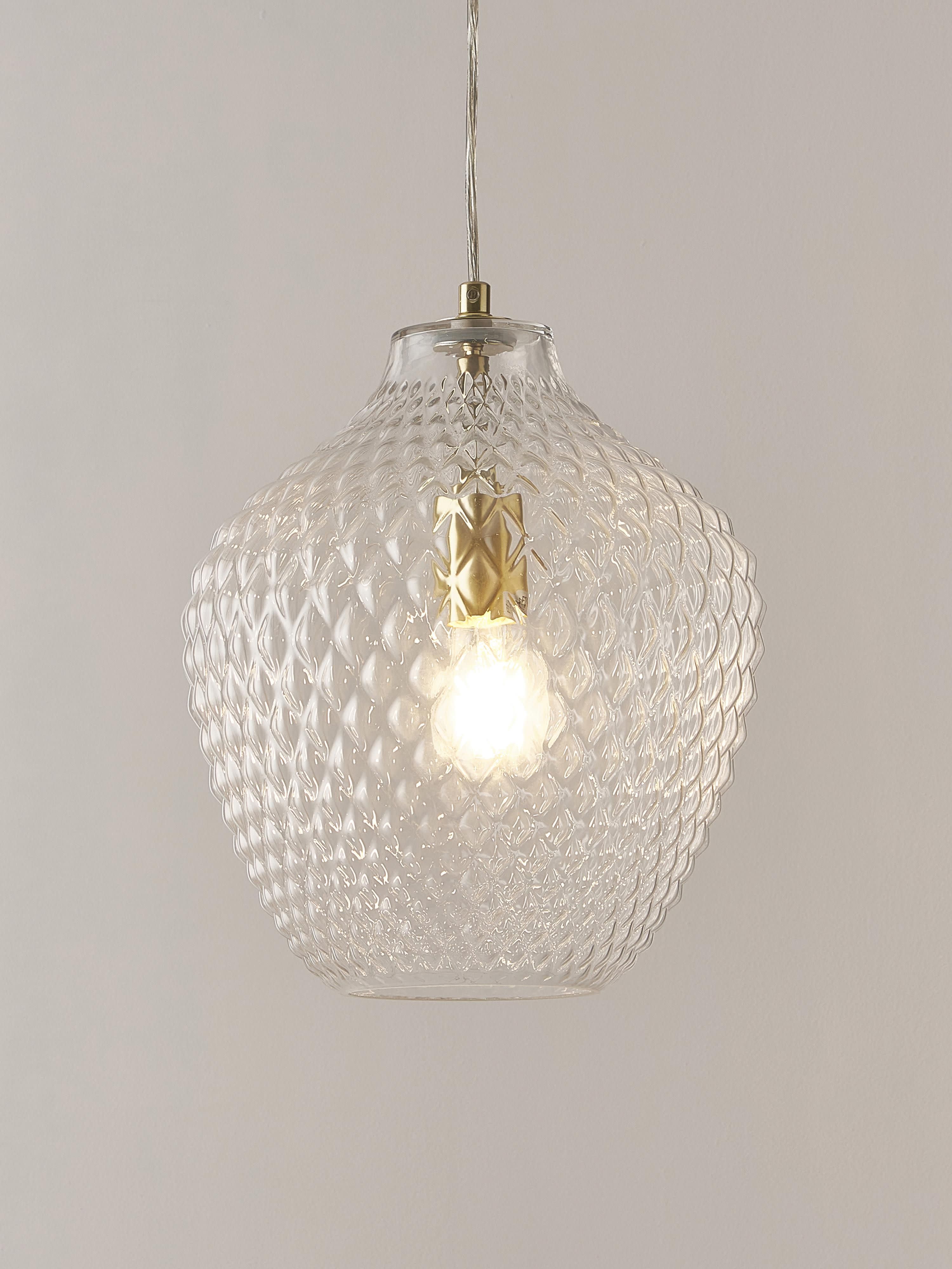 Petite suspension en verre Zol - Transparent, laiton