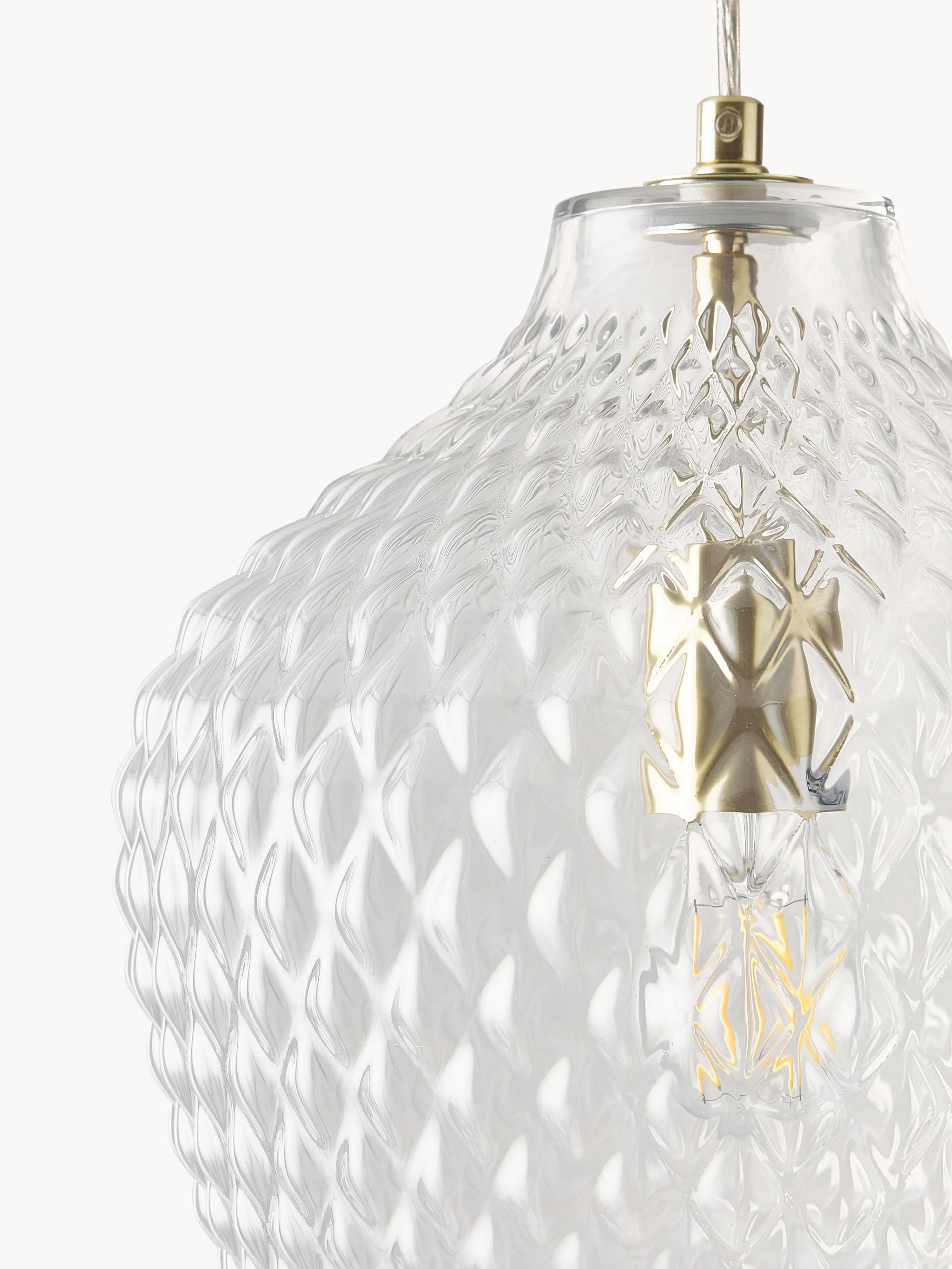 Petite suspension en verre Zol - Transparent, laiton