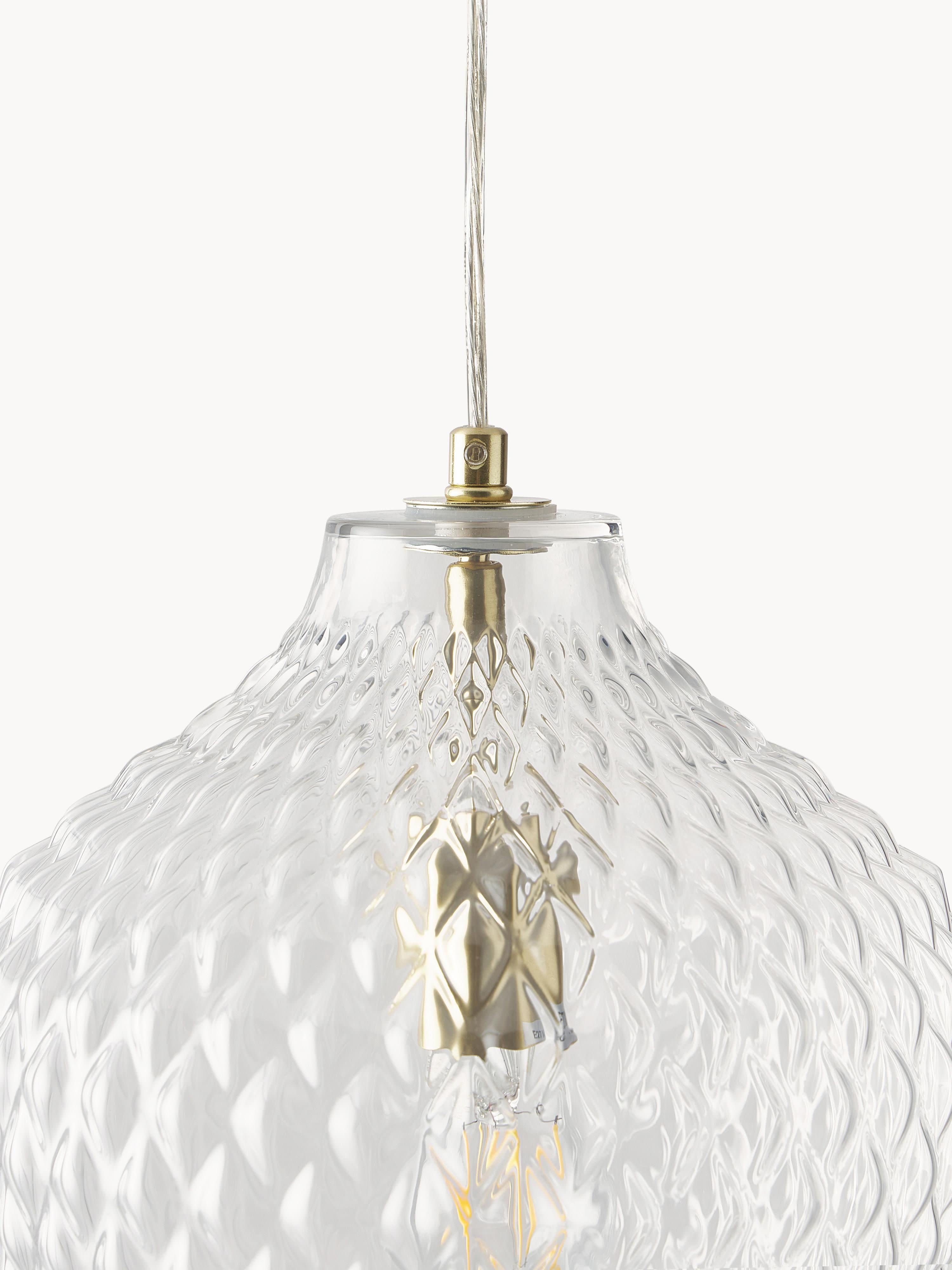 Petite suspension en verre Zol - Transparent, laiton