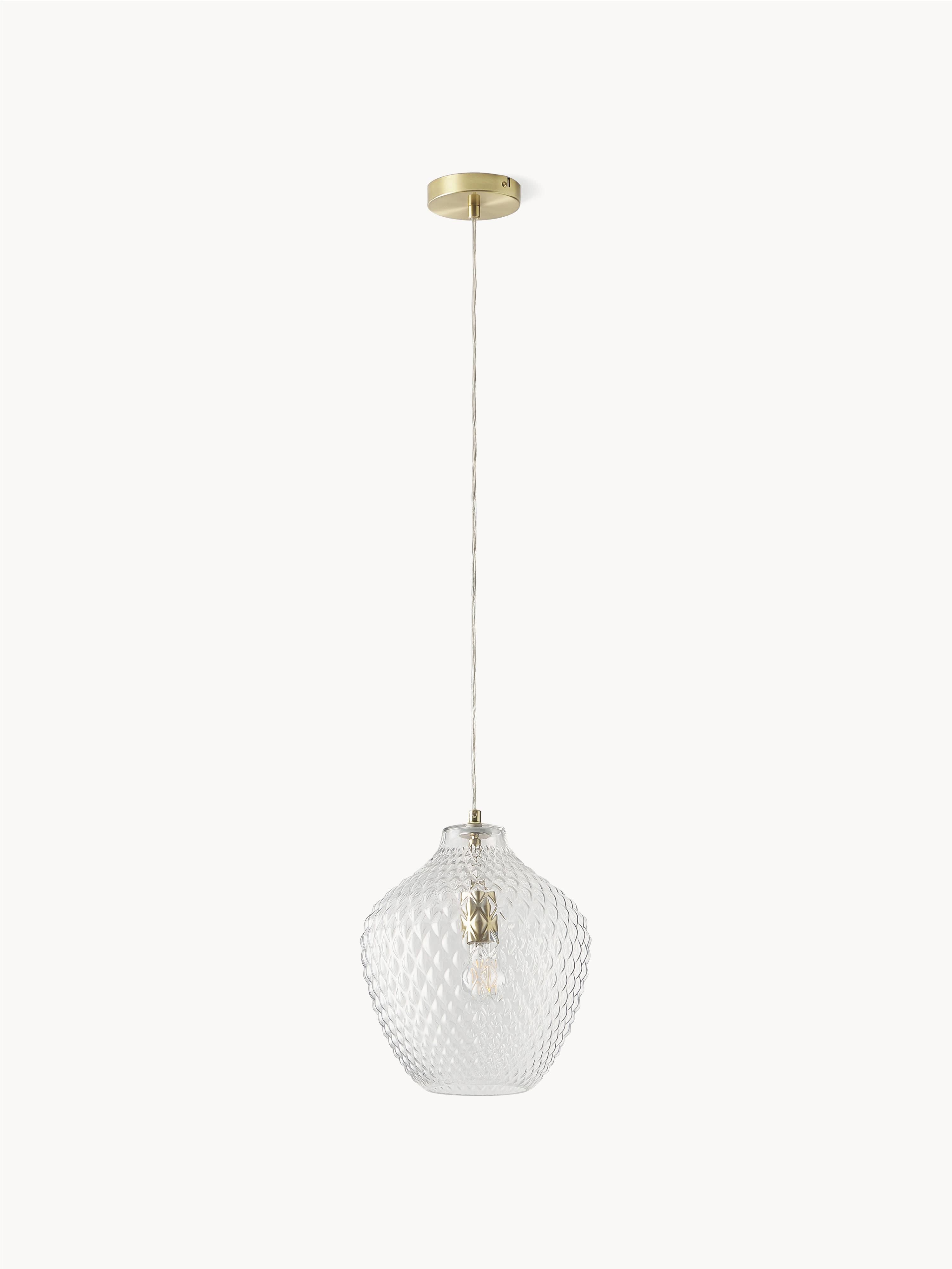 Petite suspension en verre Zol - Transparent, laiton