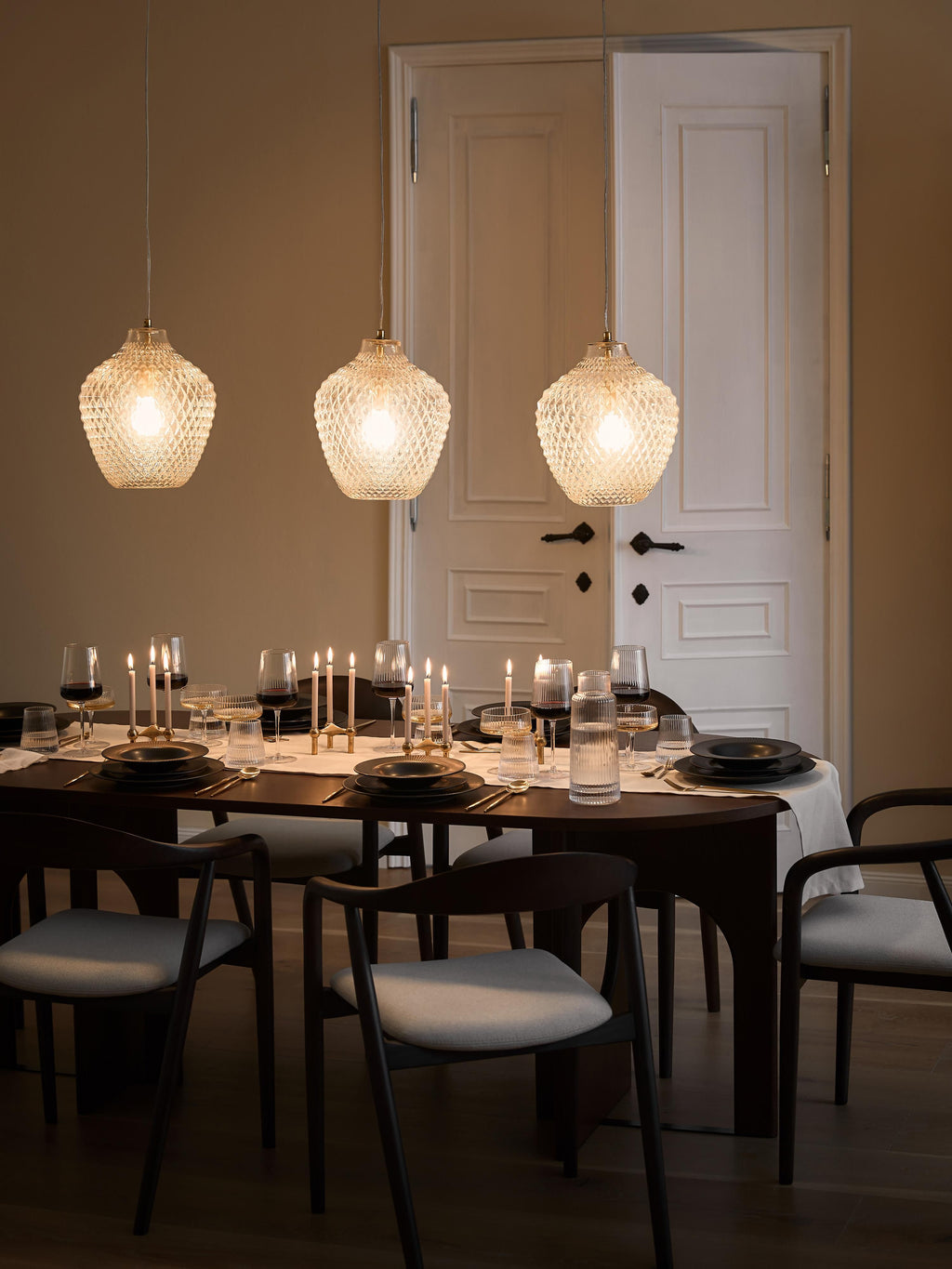 Petite suspension en verre Zol - Transparent, laiton