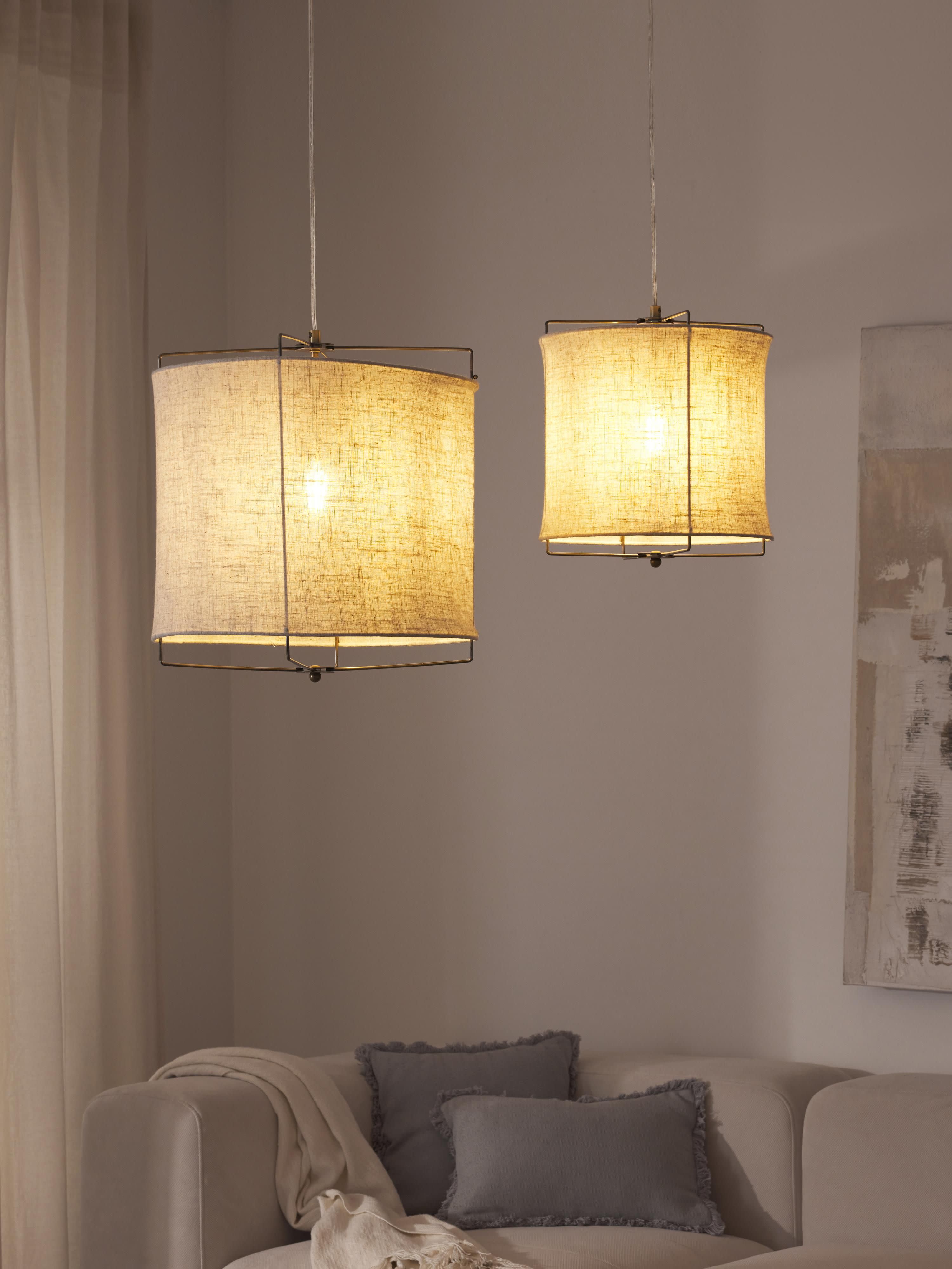 Suspension en lin Vas - Beige clair, doré