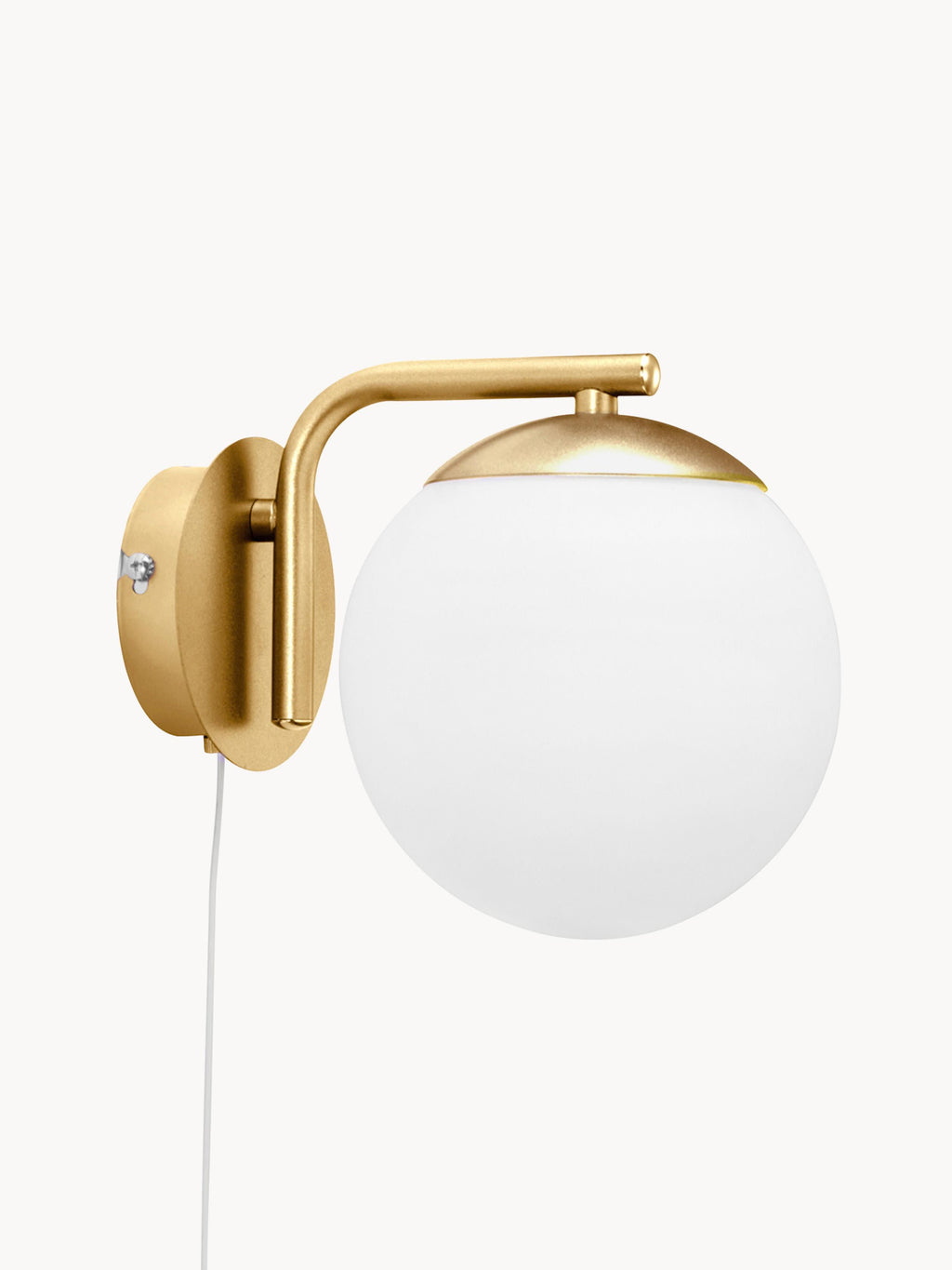 Applique murale en verre opalescent avec prise secteur Miska - Laiton, blanc