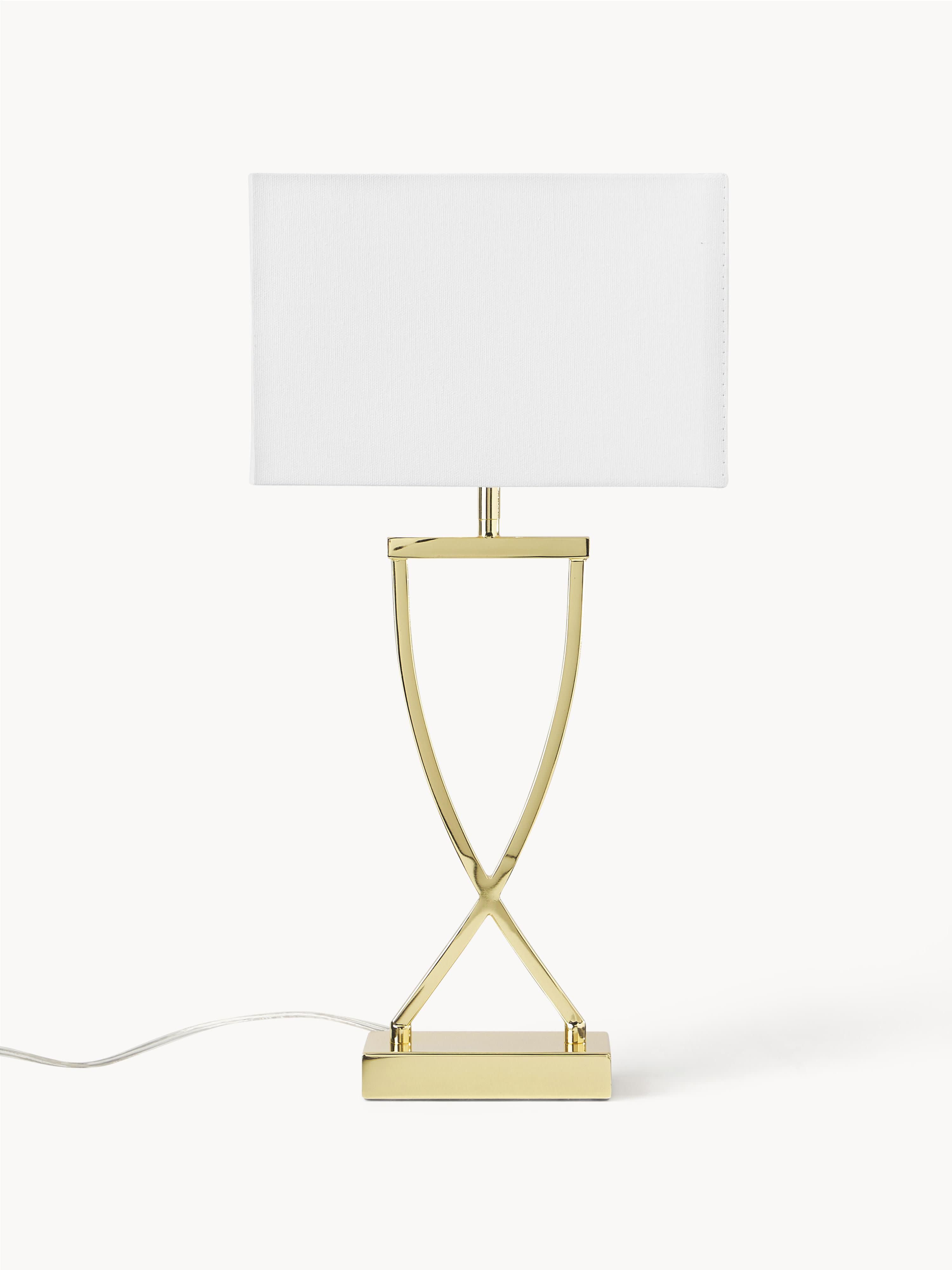 Grande lampe à poser classique Gudik - Blanc, doré