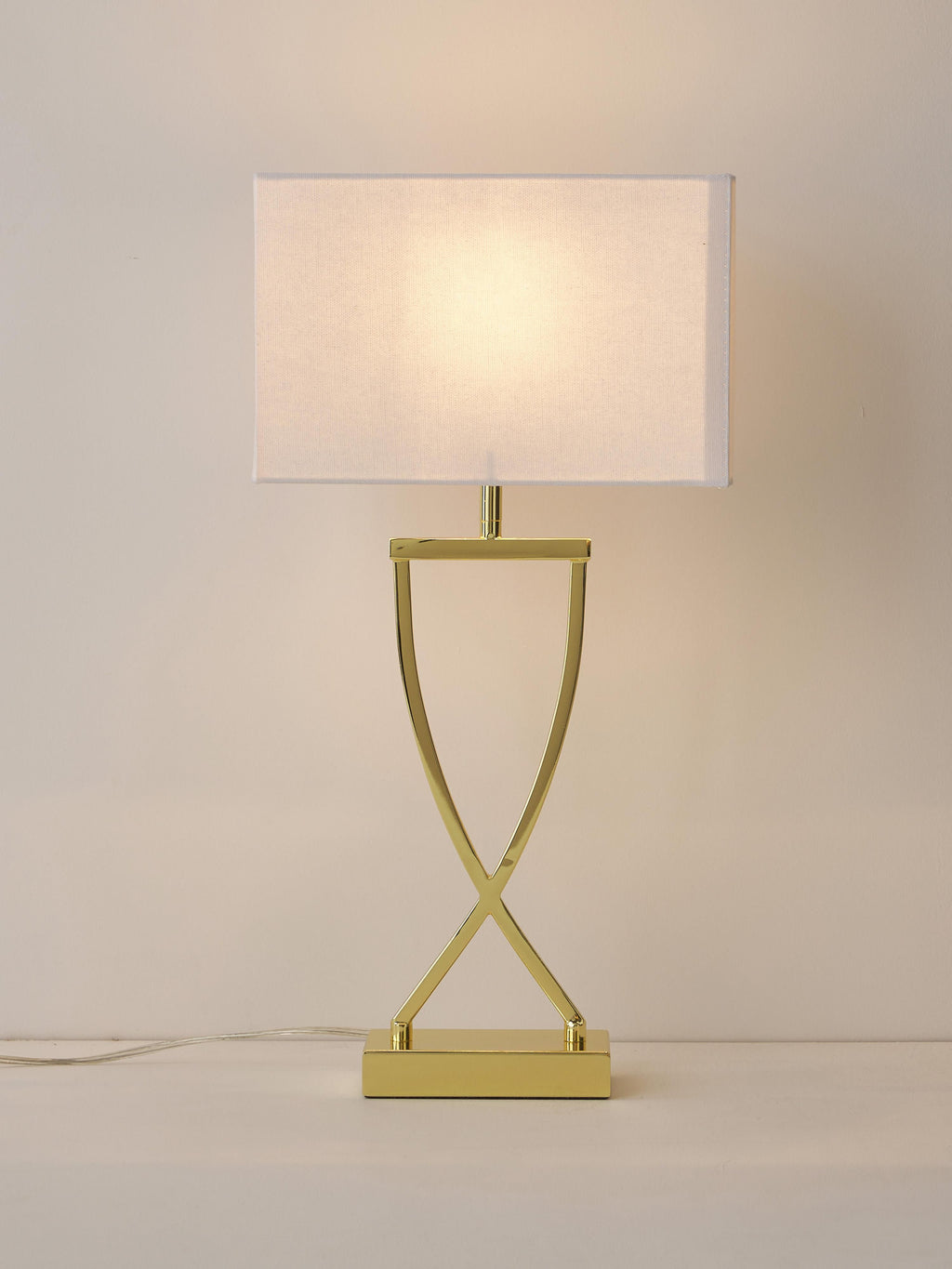 Grande lampe à poser classique Gudik - Blanc, doré