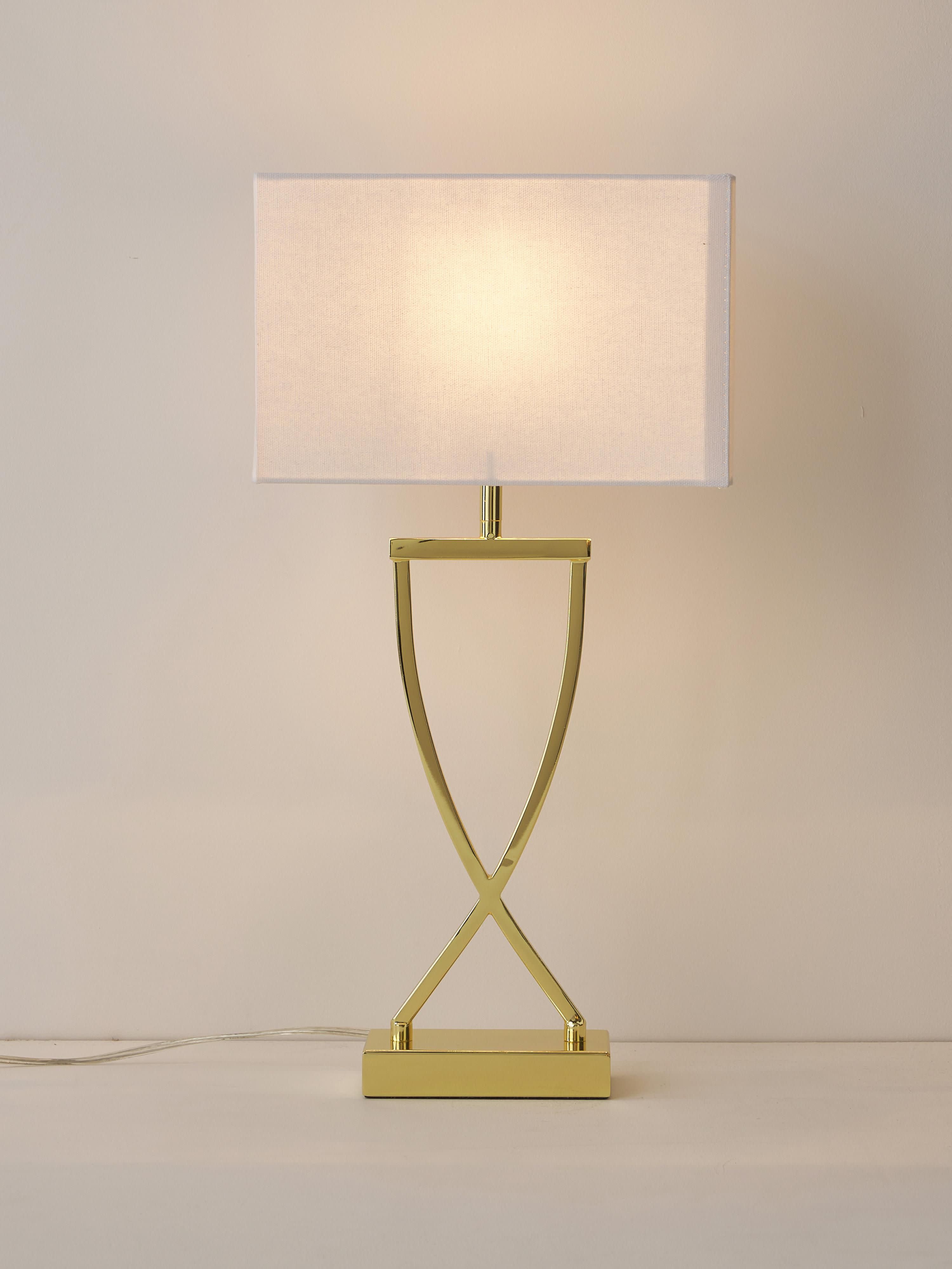 Grande lampe à poser classique Gudik - Blanc, doré