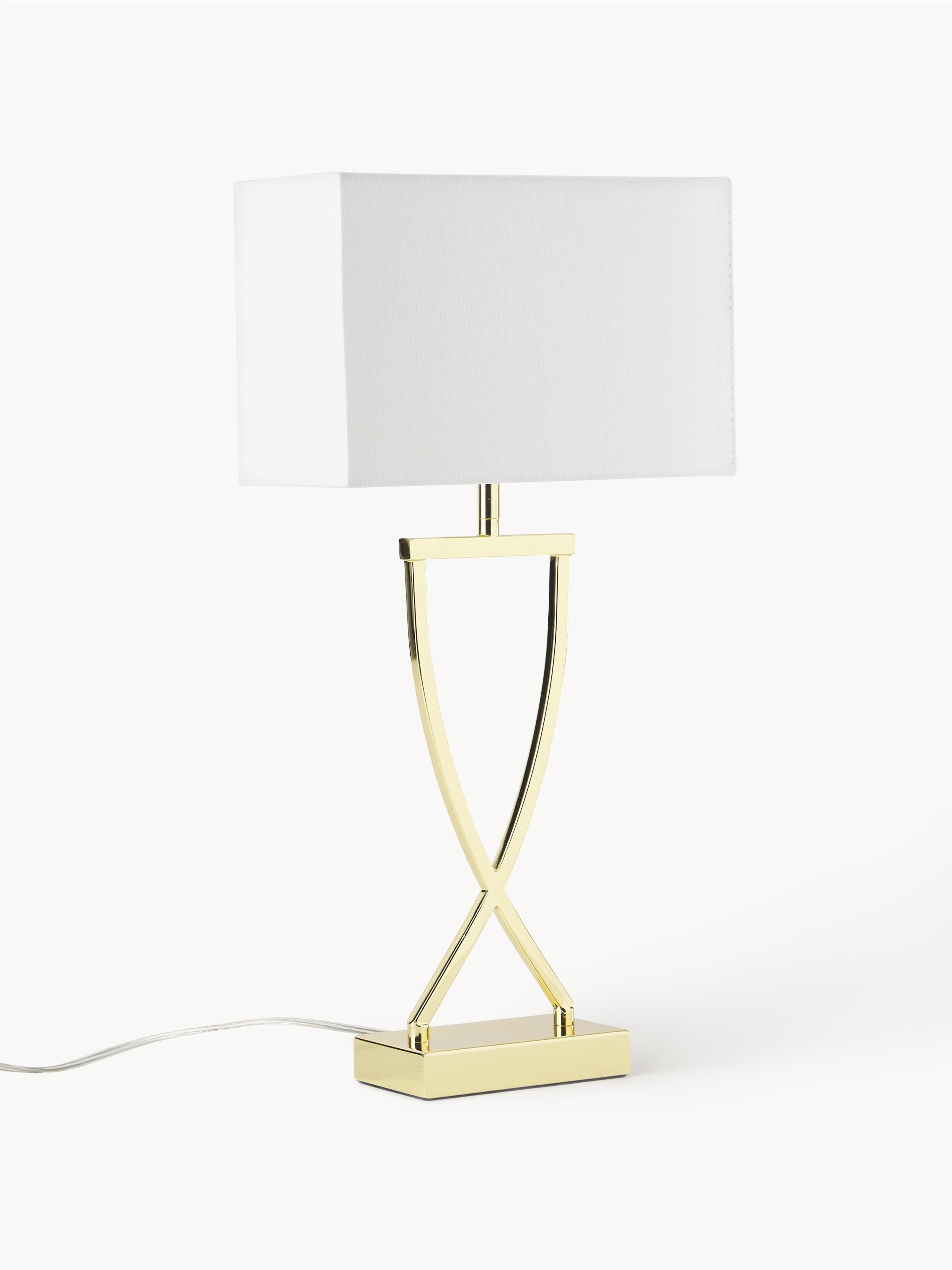 Grande lampe à poser classique Gudik - Blanc, doré