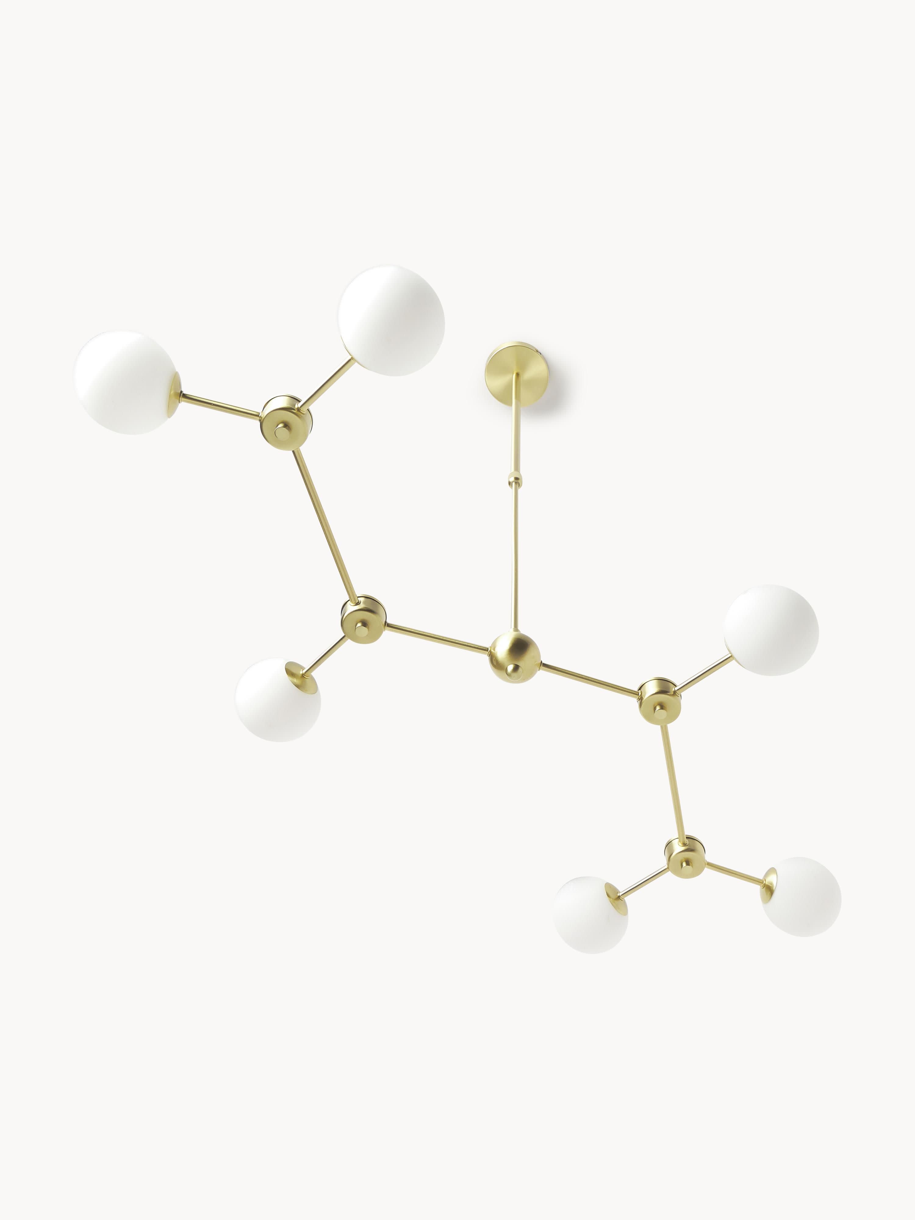 Grande suspension en verre opalescent Svenning - Blanc, doré