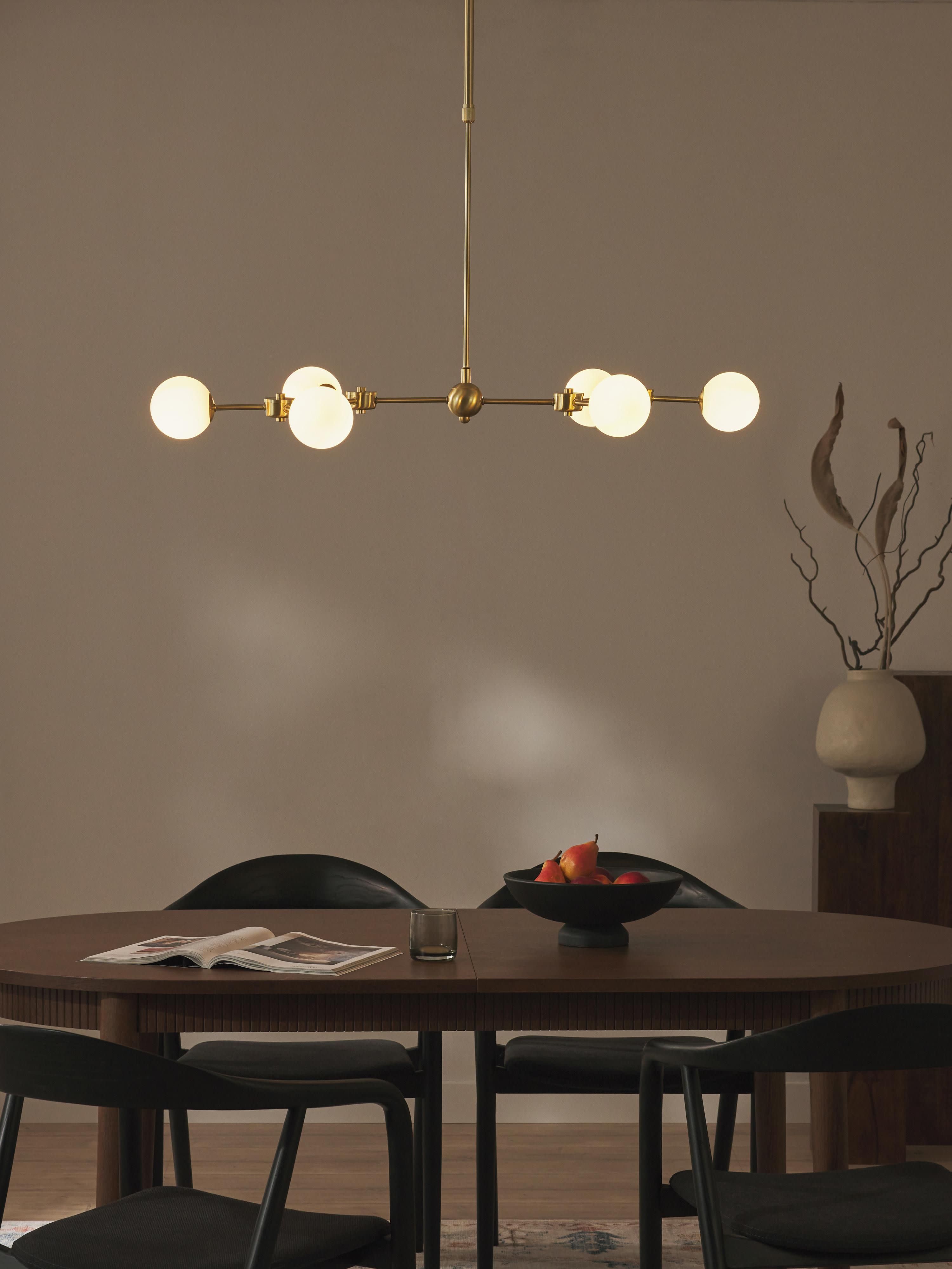 Grande suspension en verre opalescent Svenning - Blanc, doré