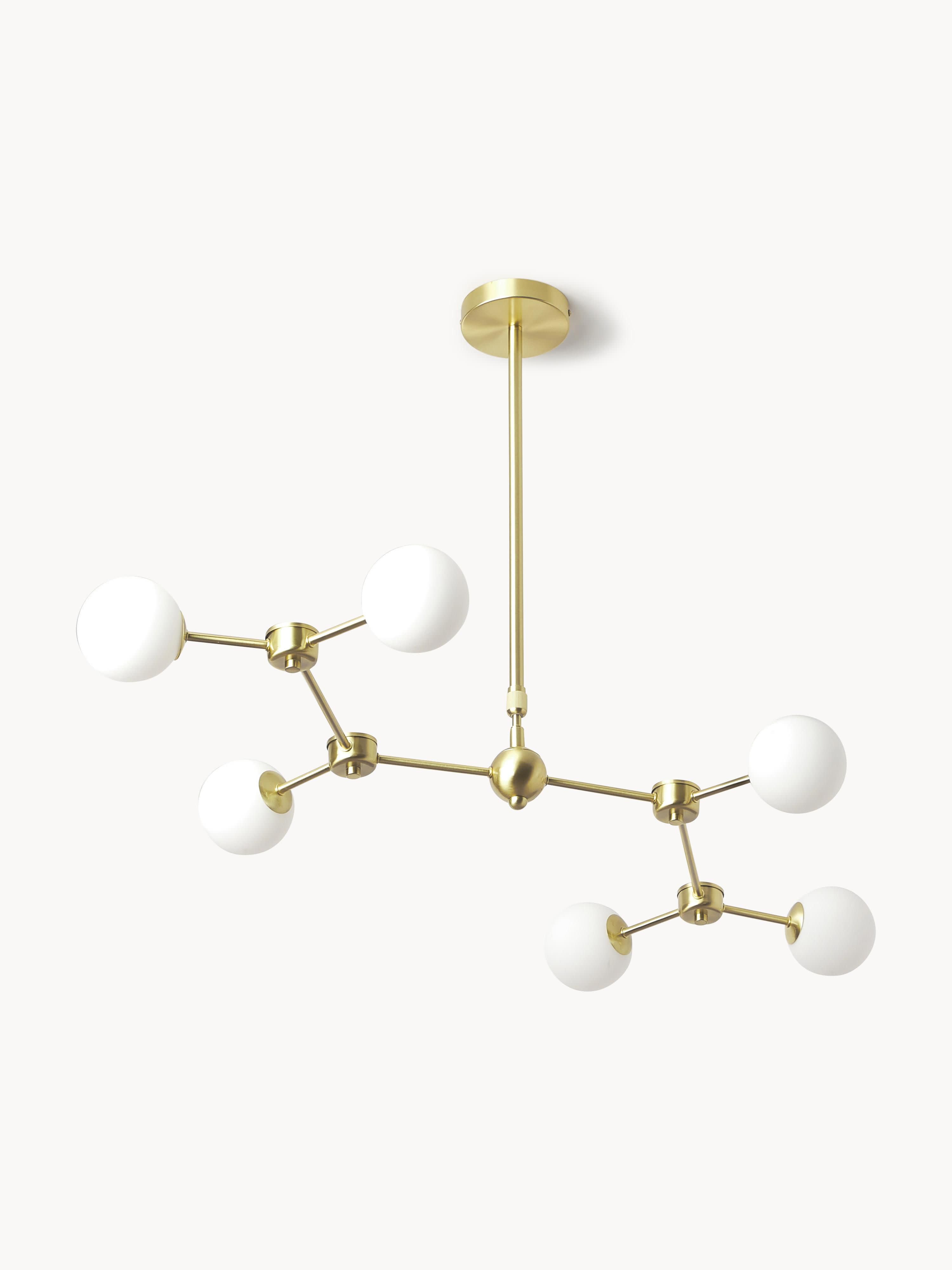 Grande suspension en verre opalescent Svenning - Blanc, doré