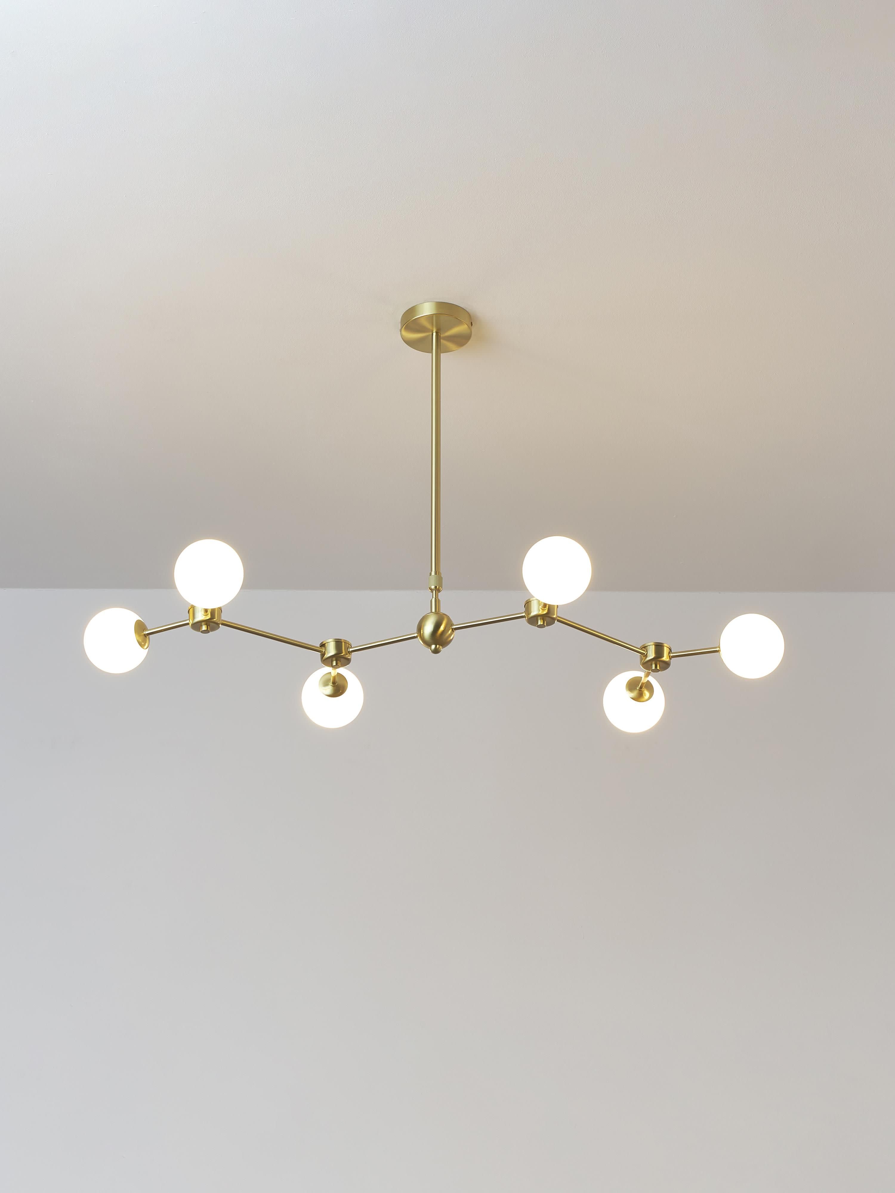 Grande suspension en verre opalescent Svenning - Blanc, doré