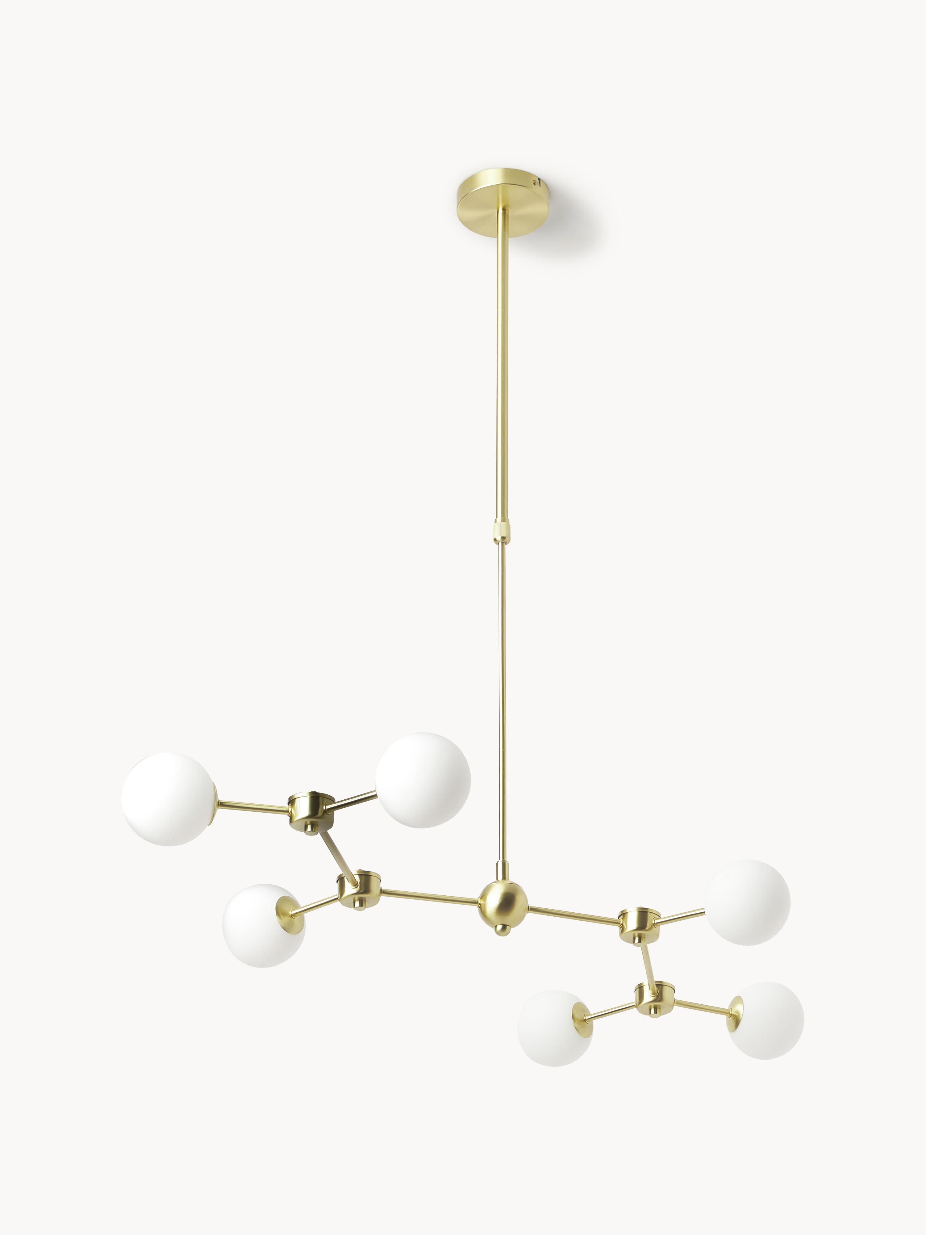 Grande suspension en verre opalescent Svenning - Blanc, doré