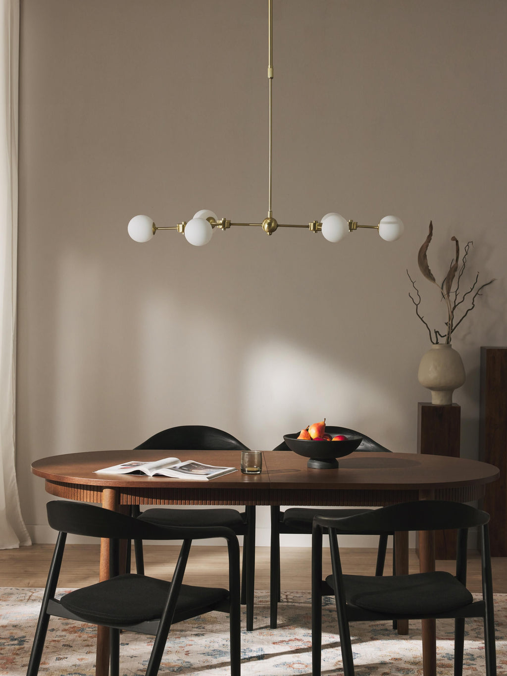 Grande suspension en verre opalescent Svenning - Blanc, doré