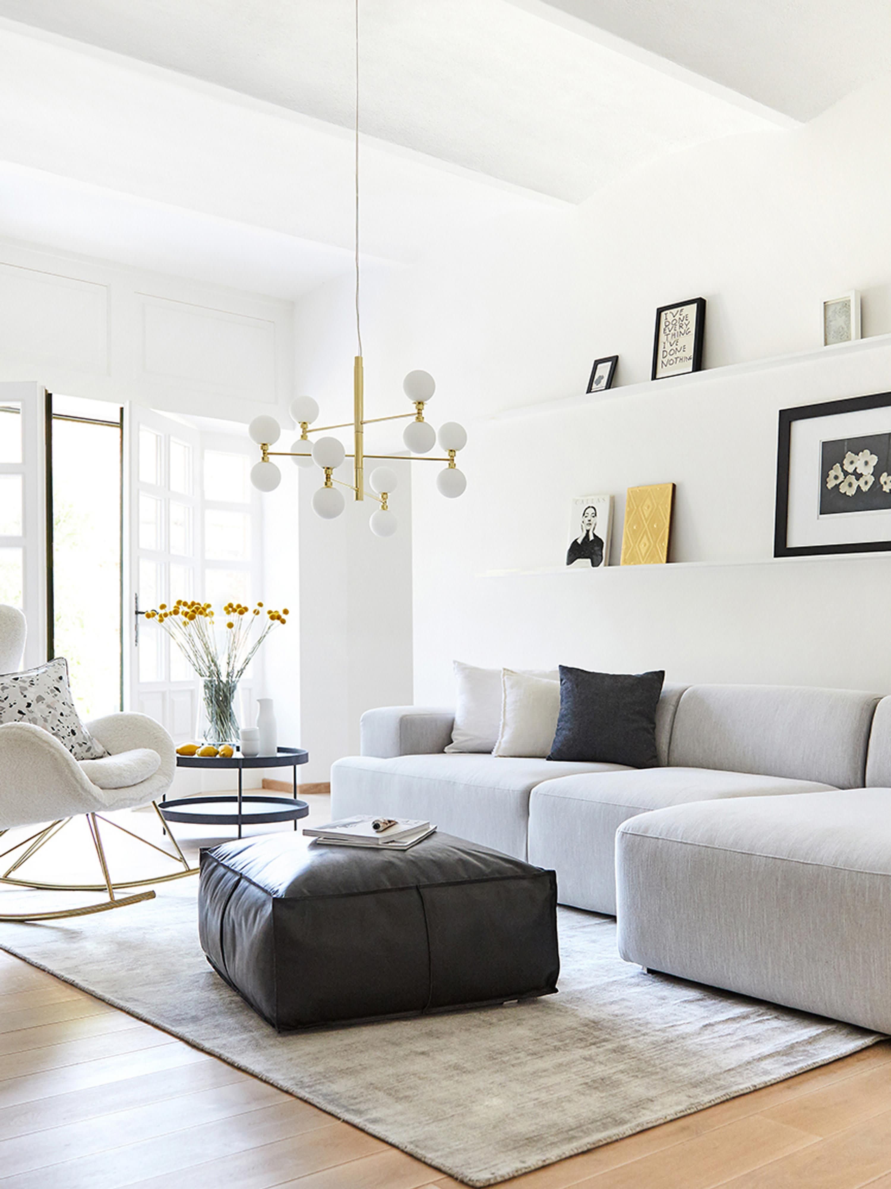 Grande suspension avec boules de verre Torin - Blanc, doré