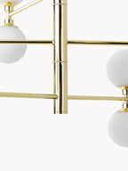 Grande suspension avec boules de verre Torin - Blanc, doré