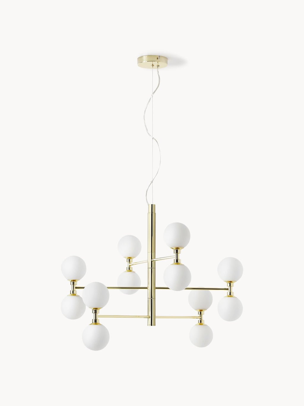 Grande suspension avec boules de verre Torin - Blanc, doré