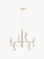 Grande suspension avec boules de verre Torin - Blanc, doré
