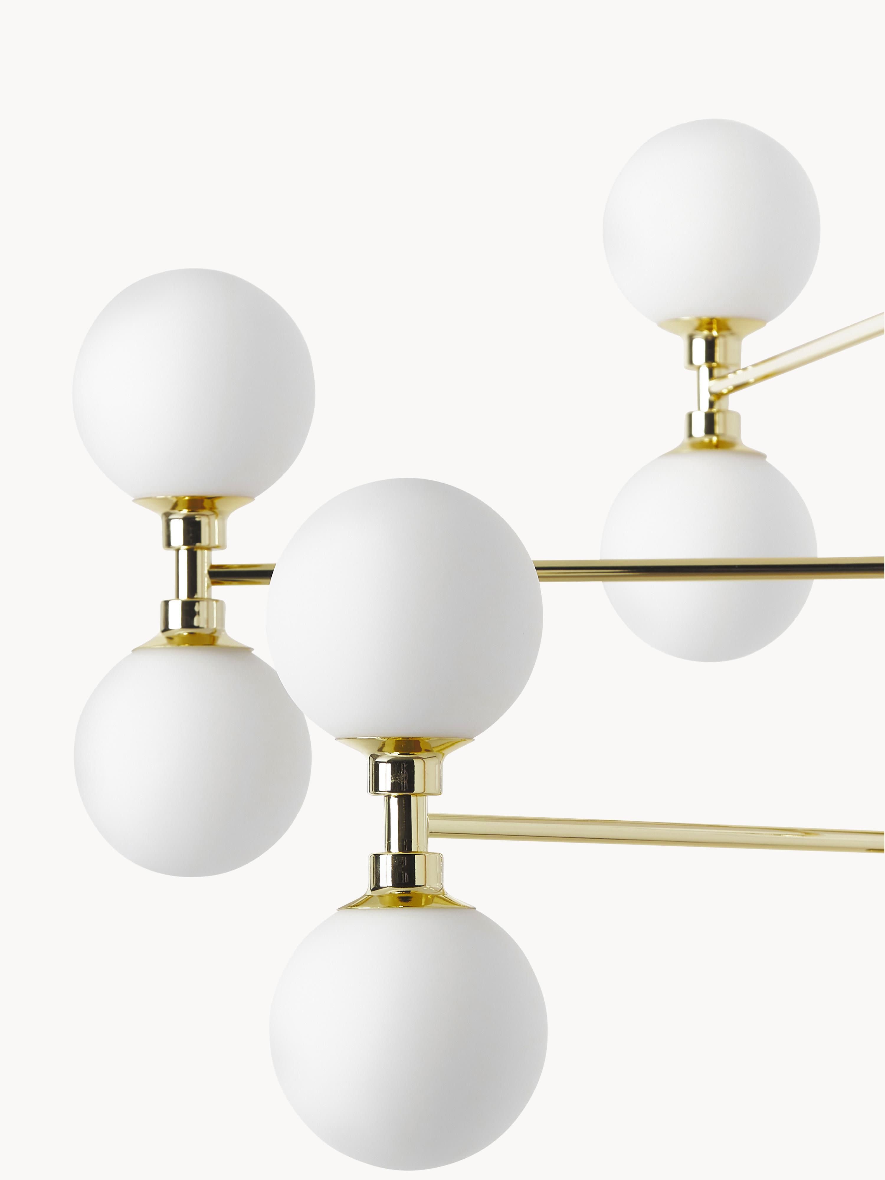 Grande suspension avec boules de verre Torin - Blanc, doré