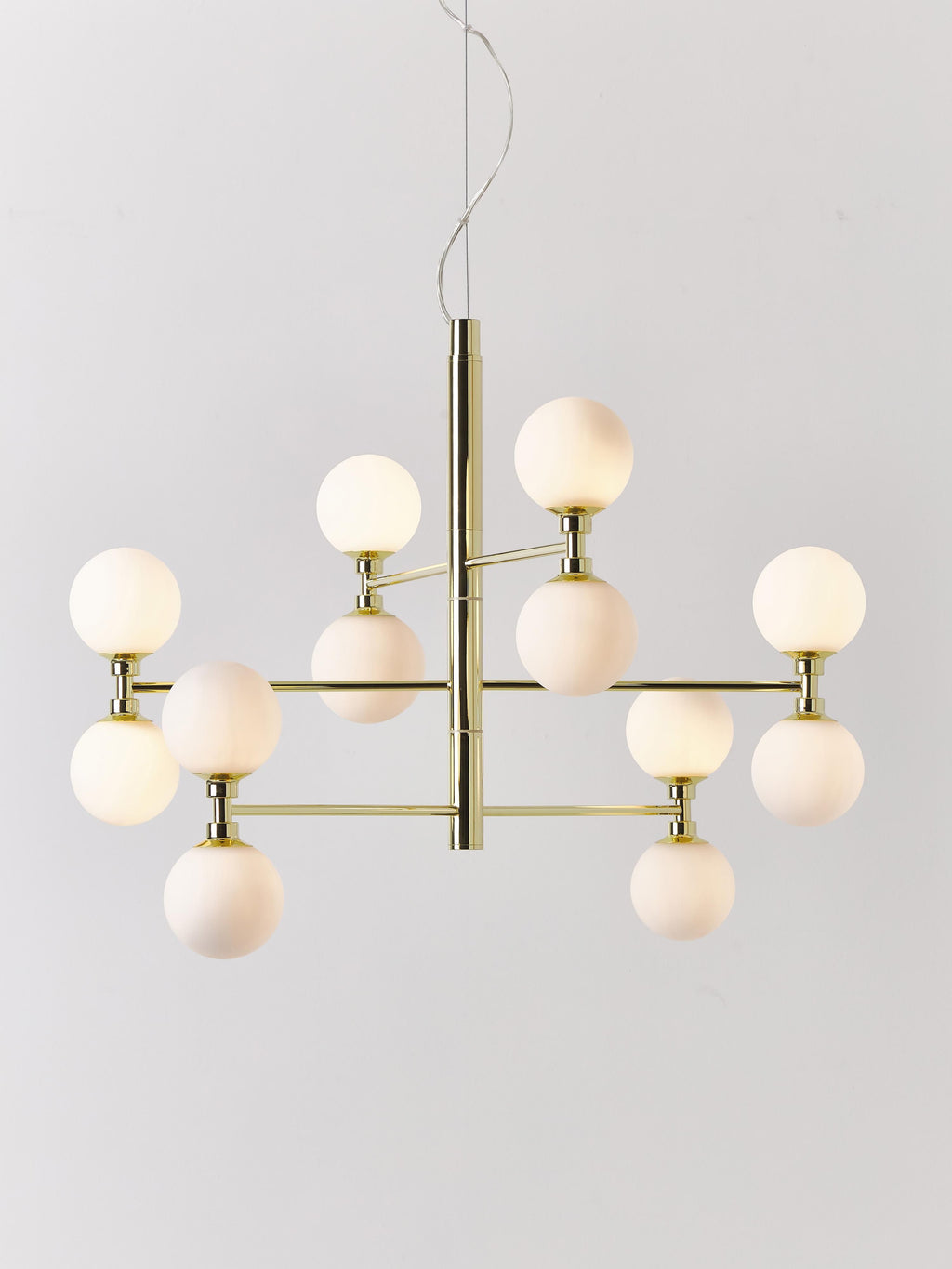 Grande suspension avec boules de verre Torin - Blanc, doré