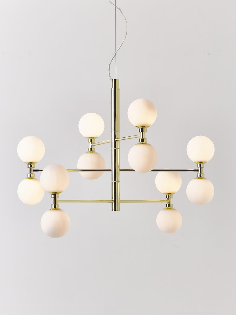 Grande suspension avec boules de verre Torin - Blanc, doré