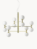 Grande suspension avec boules de verre Torin - Blanc, doré
