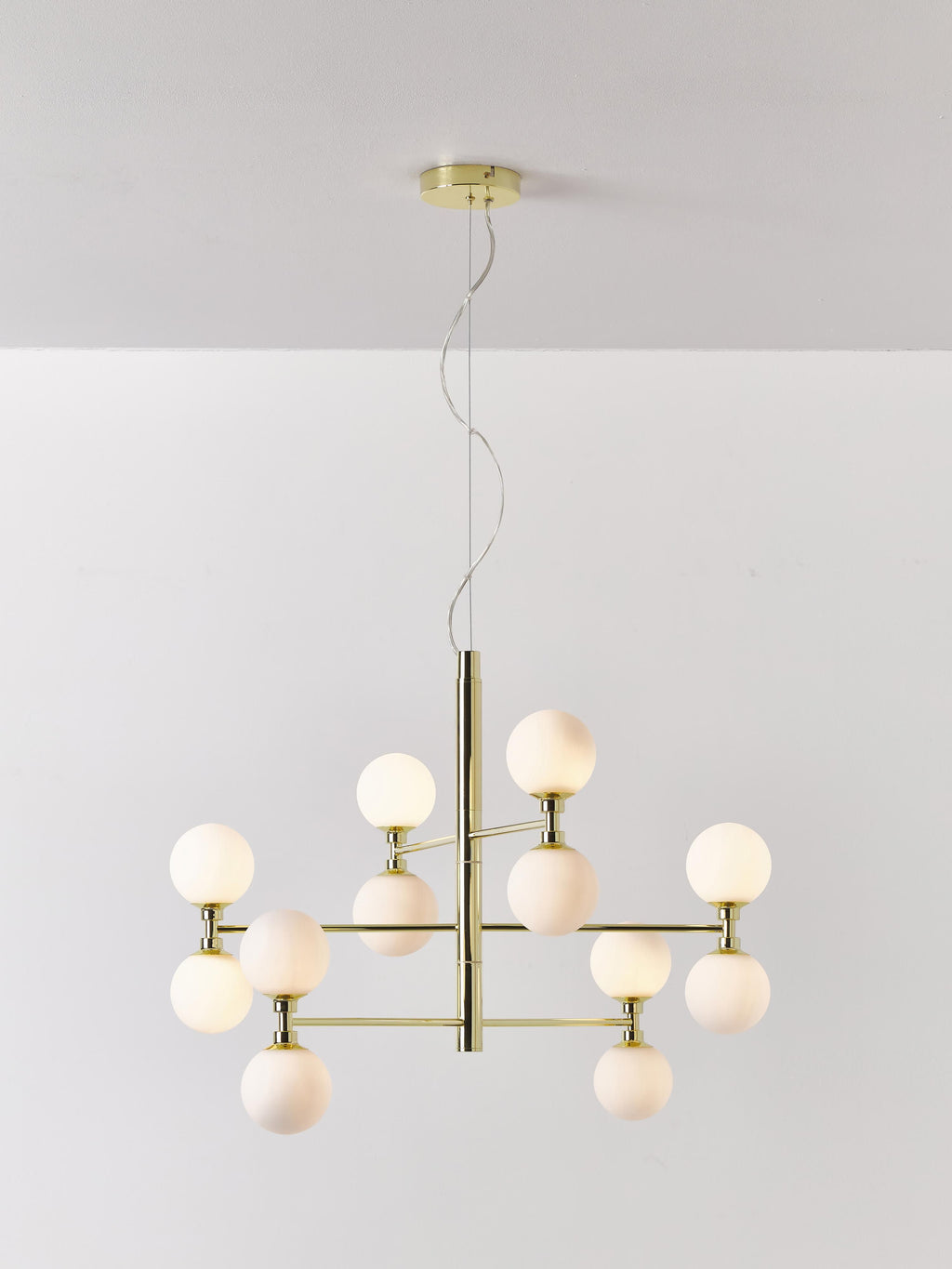 Grande suspension avec boules de verre Torin - Blanc, doré